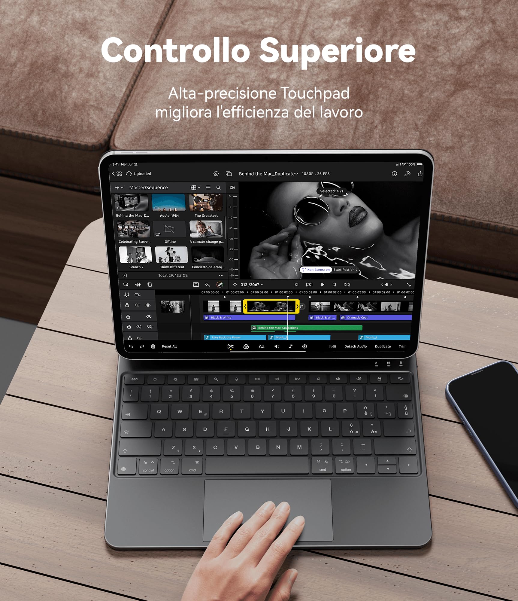 Earto Magnetic Floating Keyboard for iPad Air 13 (M2 2024/M3 2025) & iPad Pro 12.9 (6th/5th/4th/3rd Gen) - Magic Style Keyboard with Touchpad, 7-Color Backlight, Black | Perfect for Office Work, Remote Learning & Creative Projects
