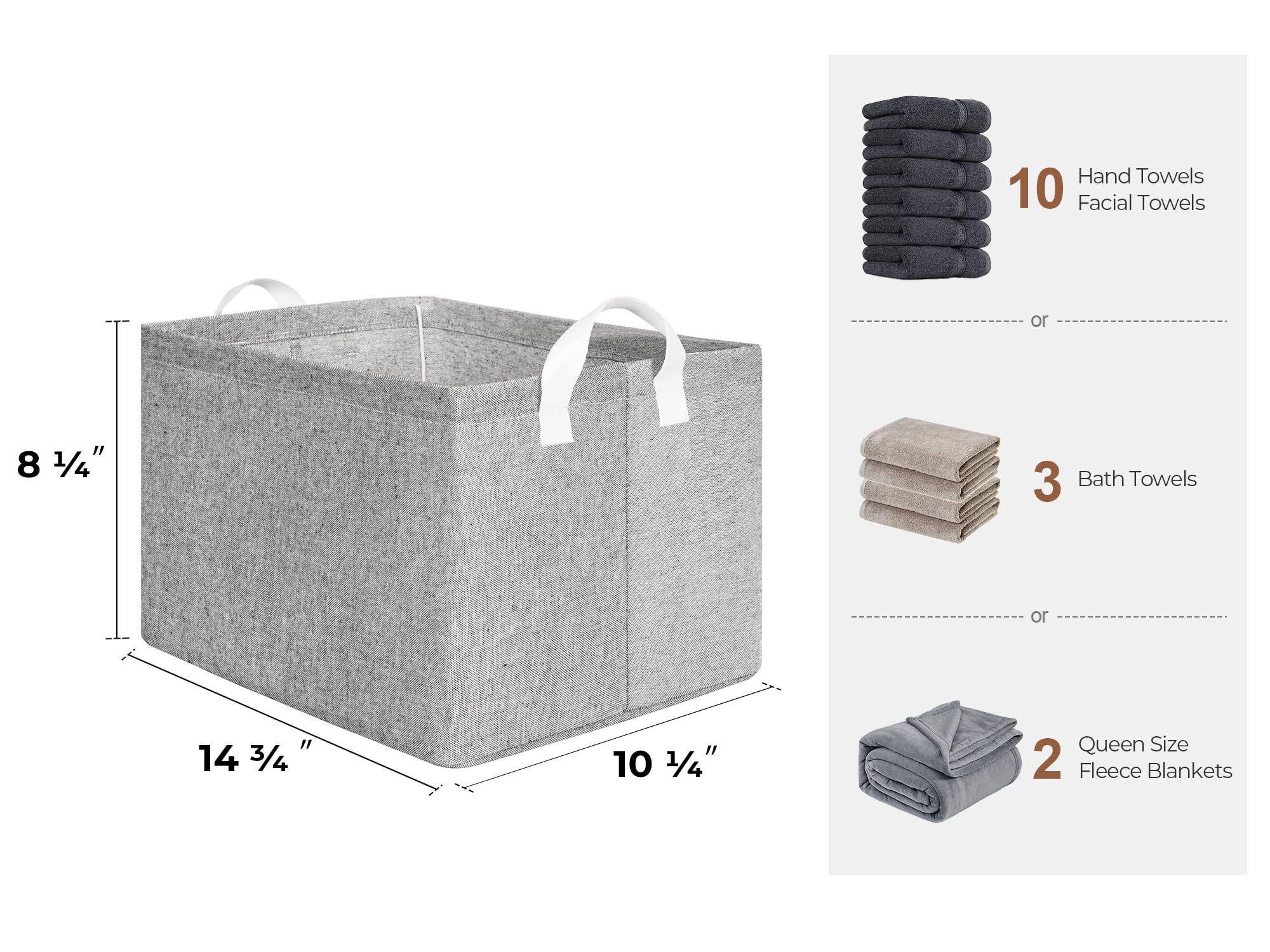 StorageWorks 2-Pack Gray Fabric Closet Organizers with Handles & Metal Frame - Storage Bins, Shelves Baskets for Home Organization - Perfect for Closet, Pantry, Bathroom & Bedroom Storage