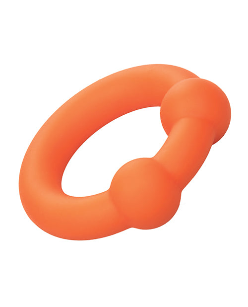 Alpha Liquid Silicone Dual Ball Ring - Soft & Flexible Cock Ring for Men - Orange - Enhance Pleasure & Performance - Perfect for Couples Play & Solo Use