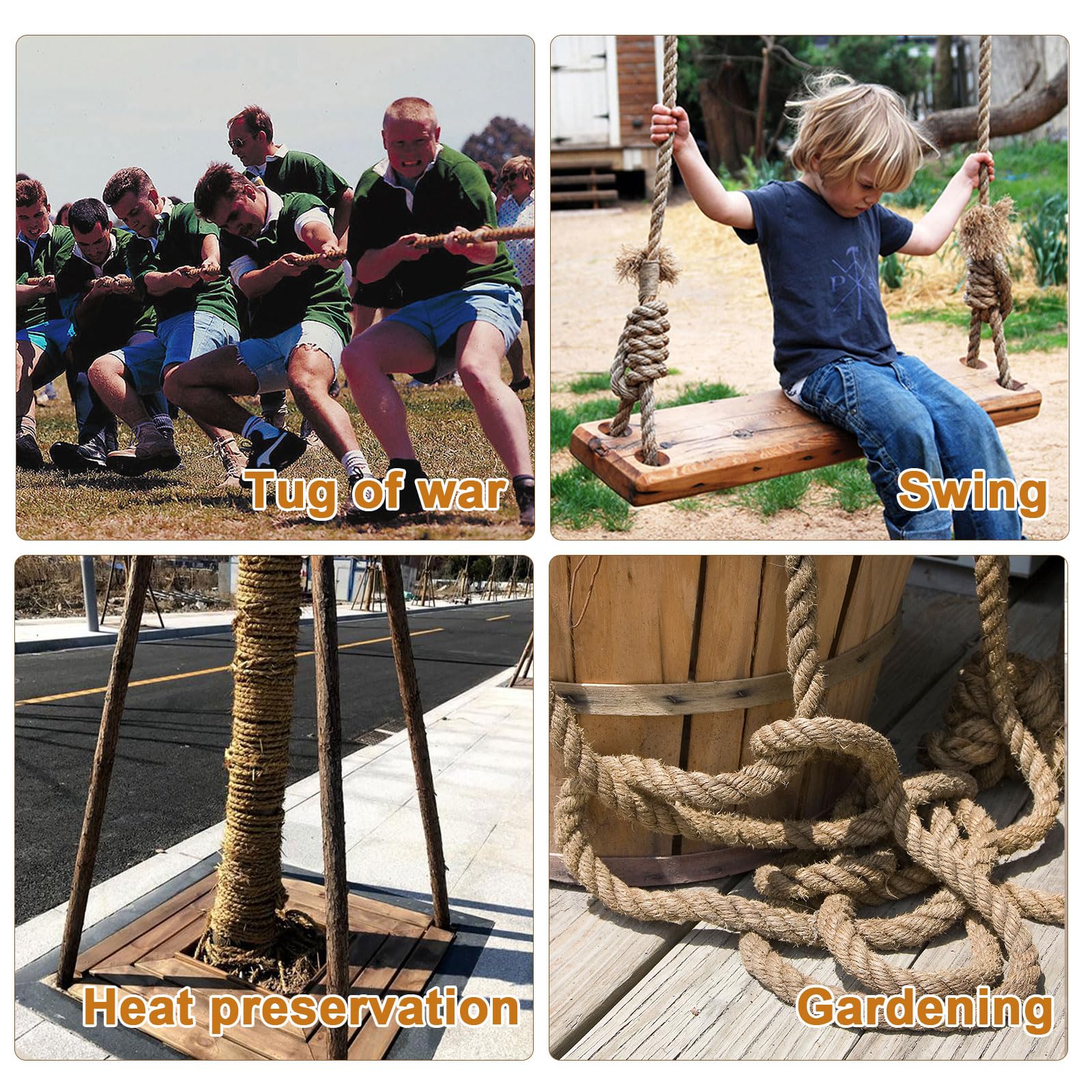 1 Inch x 50 FT Thick Twisted Manila Rope - Heavy Duty Natural Jute & Hemp Rope for Swing Beds, Crafts, Railings, Tug of War, Landscaping, Gardening, Bundling, Hammocks & Home Decor | Perfect for Outdoor Activities, DIY Projects & Coastal Decor