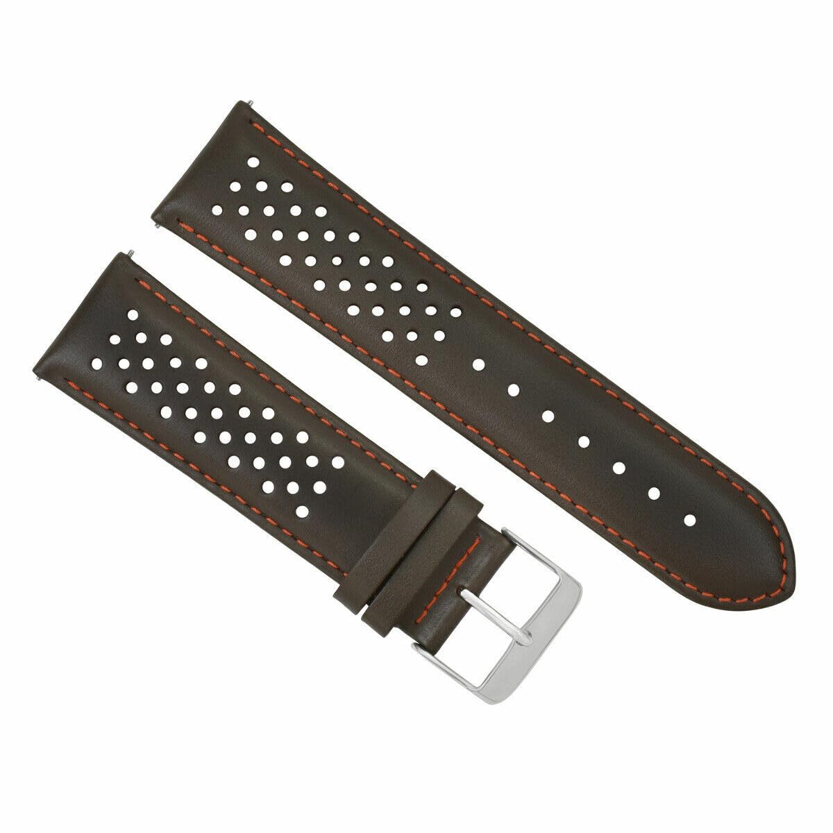 20mm Genuine Leather Watch Band Strap - Quick Release Perforated Brown Replacement Strap Compatible with Tag Heuer Carrera | Perfect for Business, Casual & Sports Wear