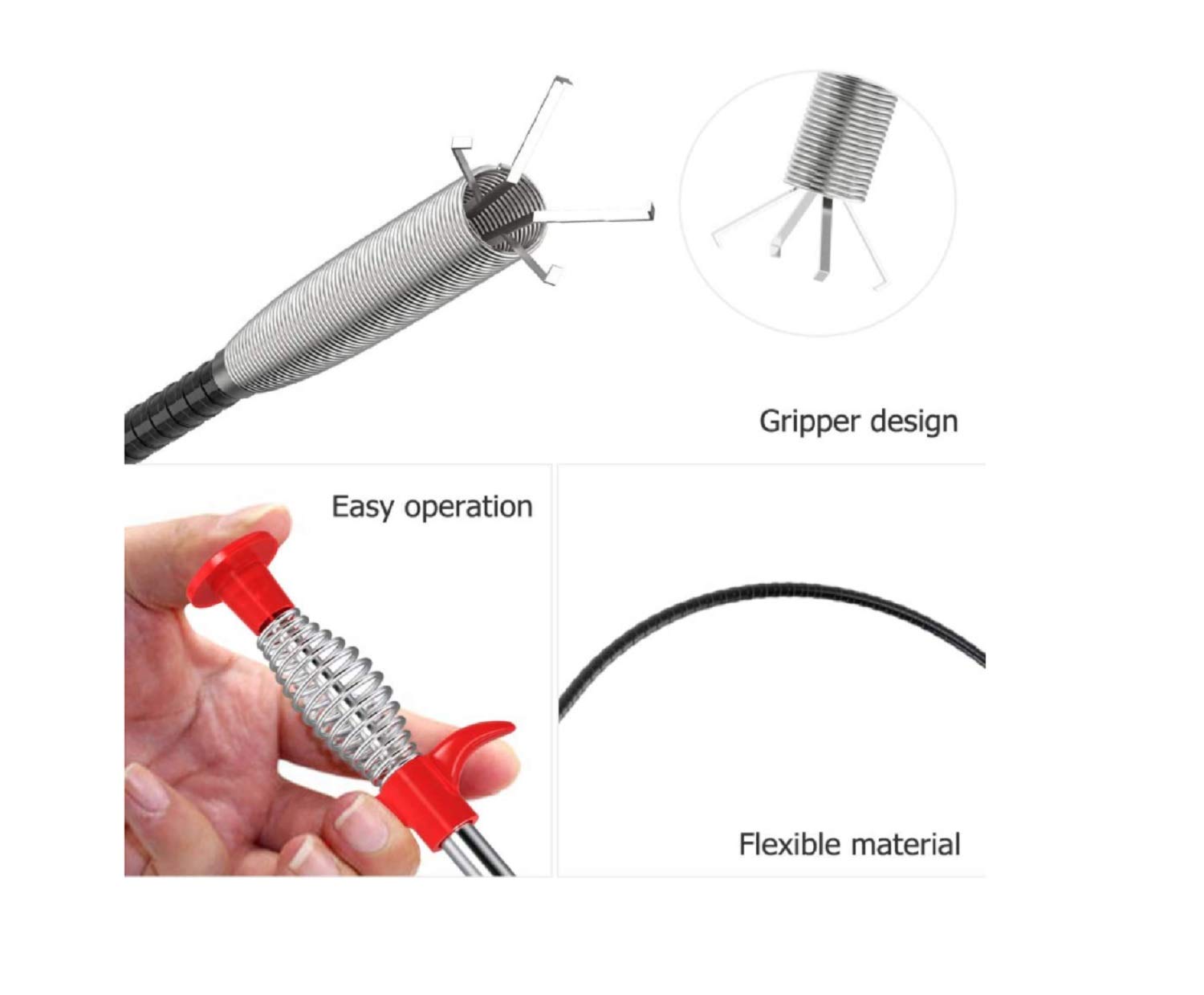 Winberg Hair Drain Clog Remover - 2 Foot Stainless Steel Sink Snake Cleaner for Bathroom, Kitchen & Shower Drains - Effective Drain Cleaning Tool for Hair, Soap Scum & Debris Removal - Perfect for Home Maintenance and Plumbing Emergencies