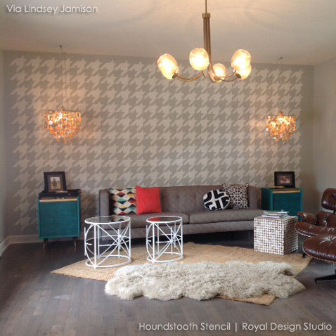 Houndstooth Pattern Wall Stencil - DIY Home Decor for Living Room, Bedroom, and Office - Reusable Painting Template for Creative Wall Designs