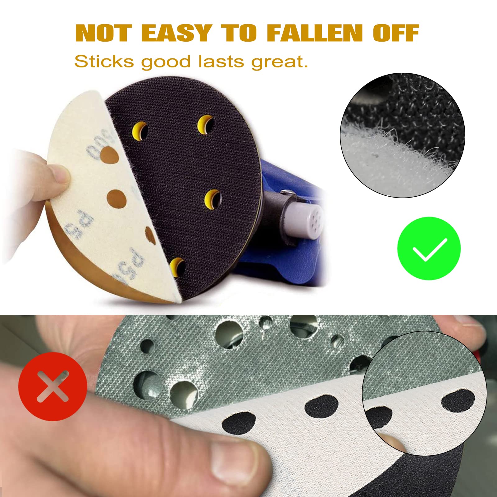 100PCS 5 Inch 8 Hole 80 Grit Sanding Discs - Gold Hook and Loop Sandpaper for Random Orbital Sander - Perfect for Woodworking, Metal Polishing & DIY Projects