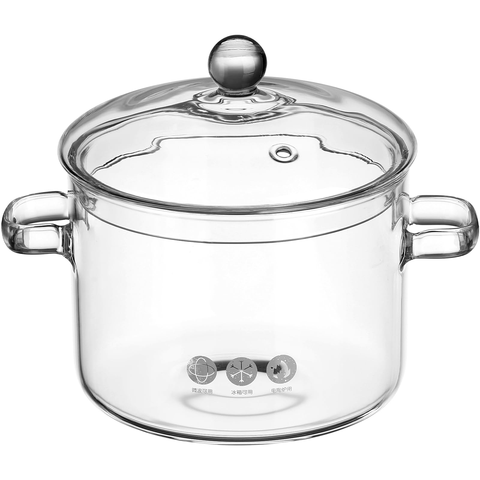 GANAZONO 1900ML Borosilicate Glass Saucepan with Lid - Heat Resistant Stovetop Cooking Pot for Simmering, Boiling & Potpourri - Perfect for Kitchen, Camping & DIY Projects