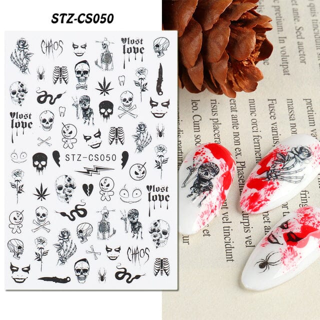 Halloween Nail Art Stickers - Self-Adhesive Nail Decals for Halloween Party, Costume & Nail Decorations - Perfect for DIY Manicure, Spooky Nails & Halloween Costume Accessories