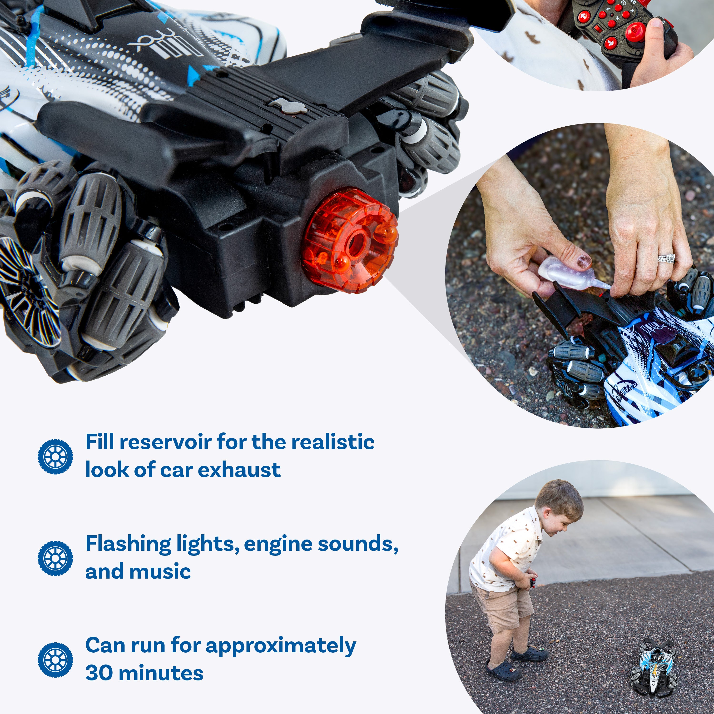Sunnydaze Gesture Sensing Remote Control RC Car with Dual Controllers - Stunt Racing Toy for Kids & Adults, Indoor & Outdoor Play