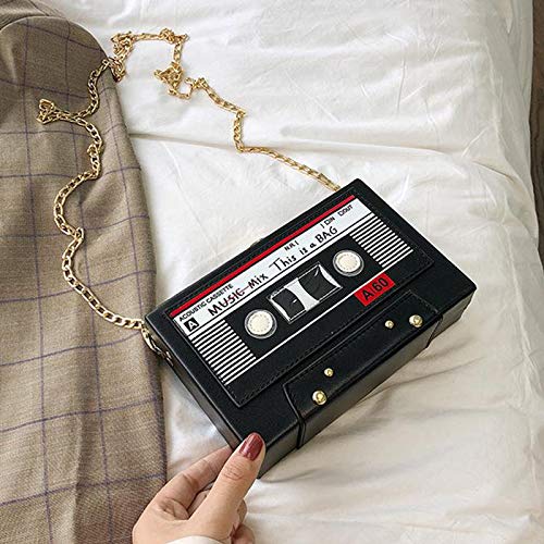 Vintage Retro Radio Shape Crossbody Bag for Women - PU Leather & Metal Clutch Purse - Perfect for Evening Parties, Concerts & 80s Themed Events