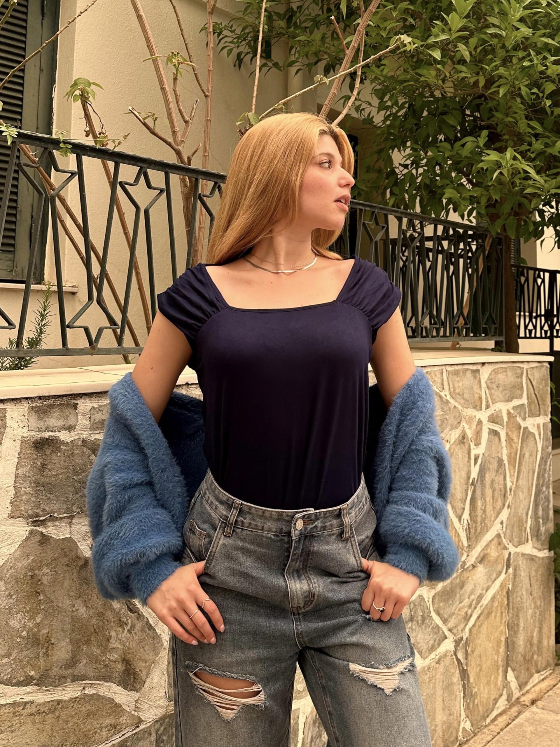 Zeagoo Women's Summer Tops - Cute Square Neck Tank Tops, Loose Casual Shirts with Cap Sleeves | Perfect for Beach Outfits, Vacation Wear & Everyday Summer Fashion