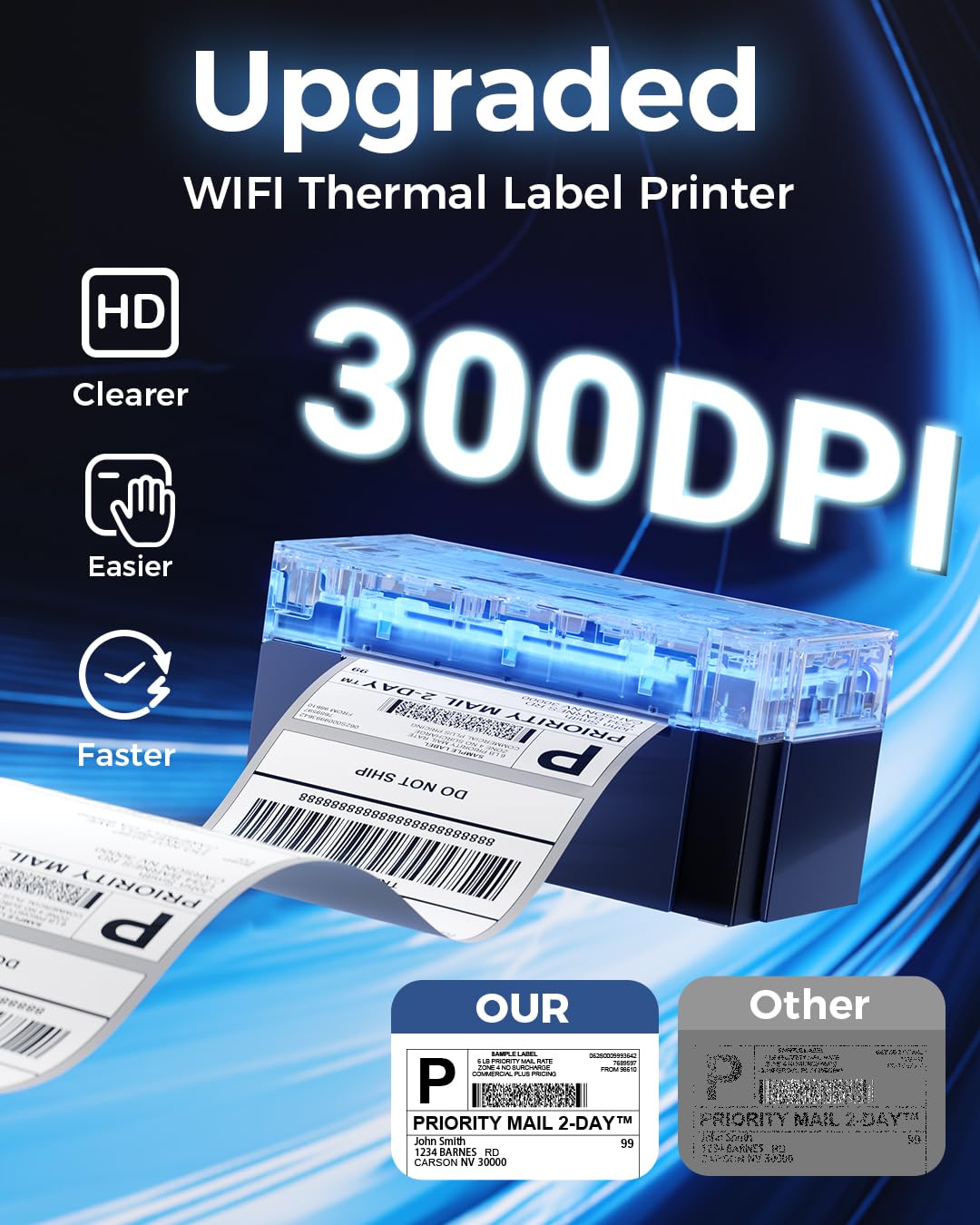 Memoking 4x6 WiFi Thermal Shipping Label Printer - 344WF Wireless Label Printer for Small Business, 300DPI High Resolution, Compatible with Amazon, Shopify, Etsy, USPS, eBay - Perfect for E-commerce Shipping, Warehouse Labeling & Small Business Logistics