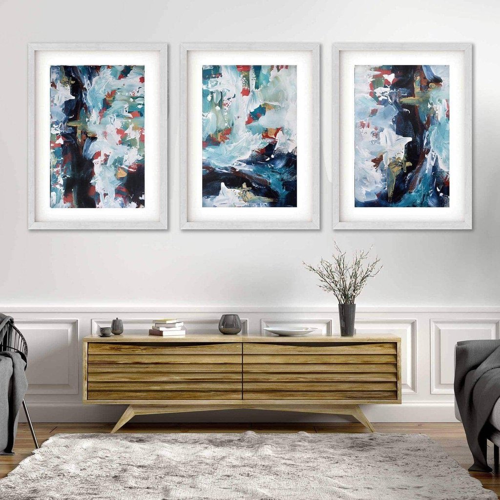 Ocean Waves Print Set of 3 - Coastal Wall Art Decor for Living Room, Bedroom & Office - Beach Themed Canvas Paintings for Home Decor
