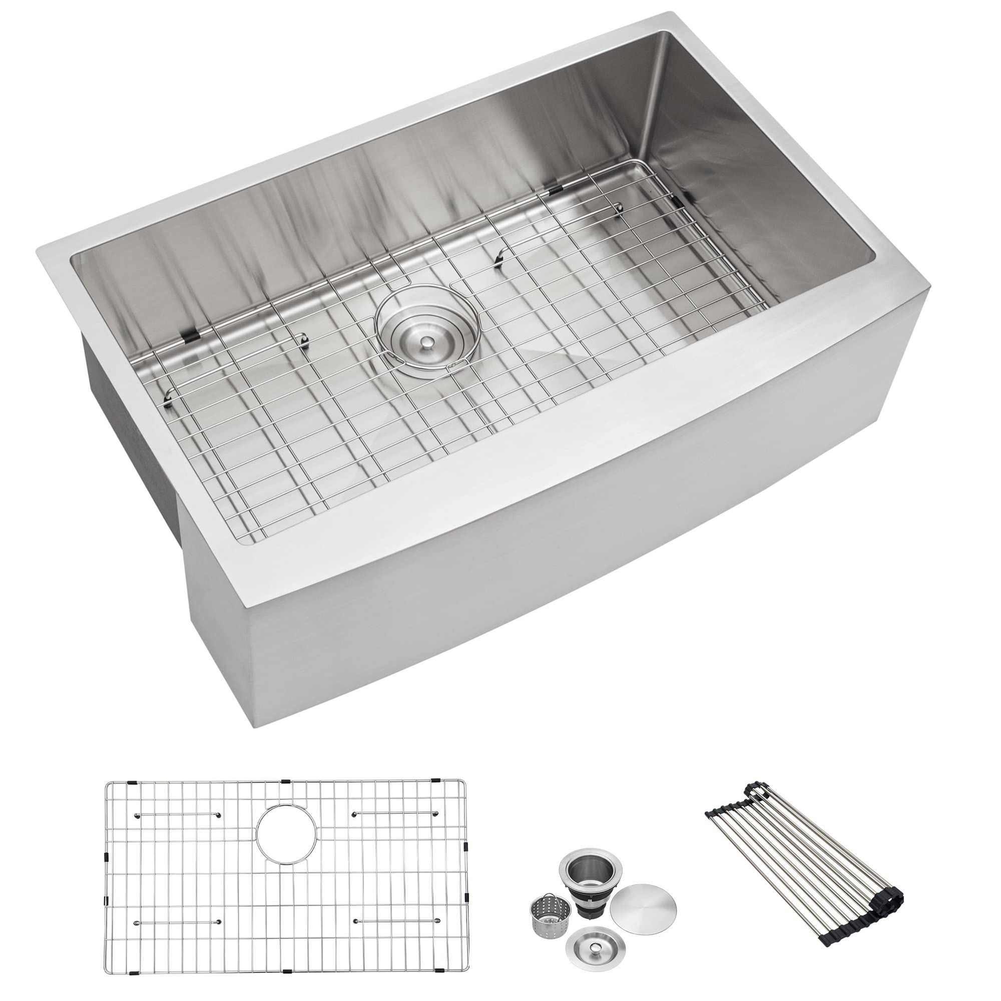 Lofeyo 30 Inch Farmhouse Kitchen Sink - 16 Gauge Stainless Steel Apron Front Single Bowl with R10 Round Corners | Perfect for Rustic & Modern Kitchens, Dishwashing & Food Prep
