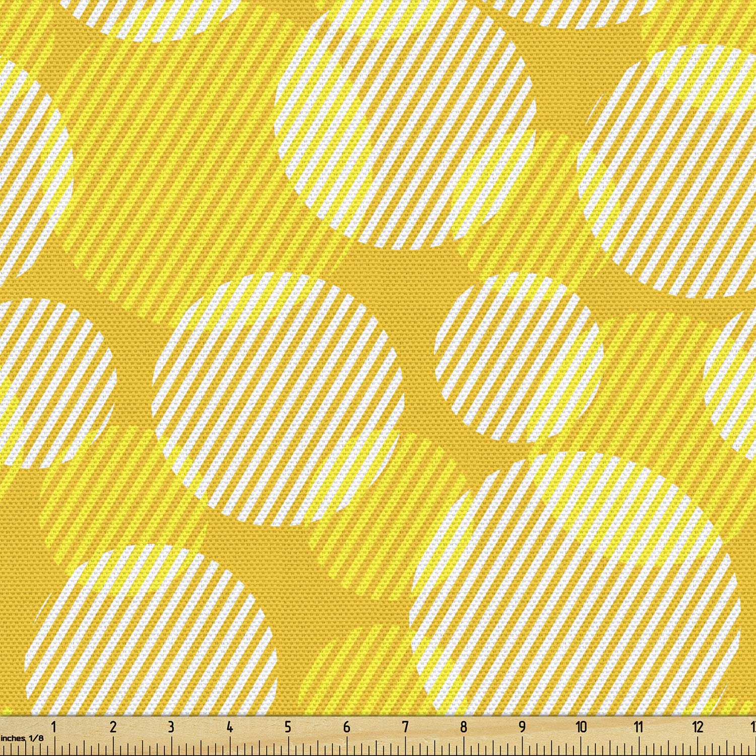 Ambesonne Yellow White Geometric Dots Fabric - 5 Yards for Upholstery & Home Decor