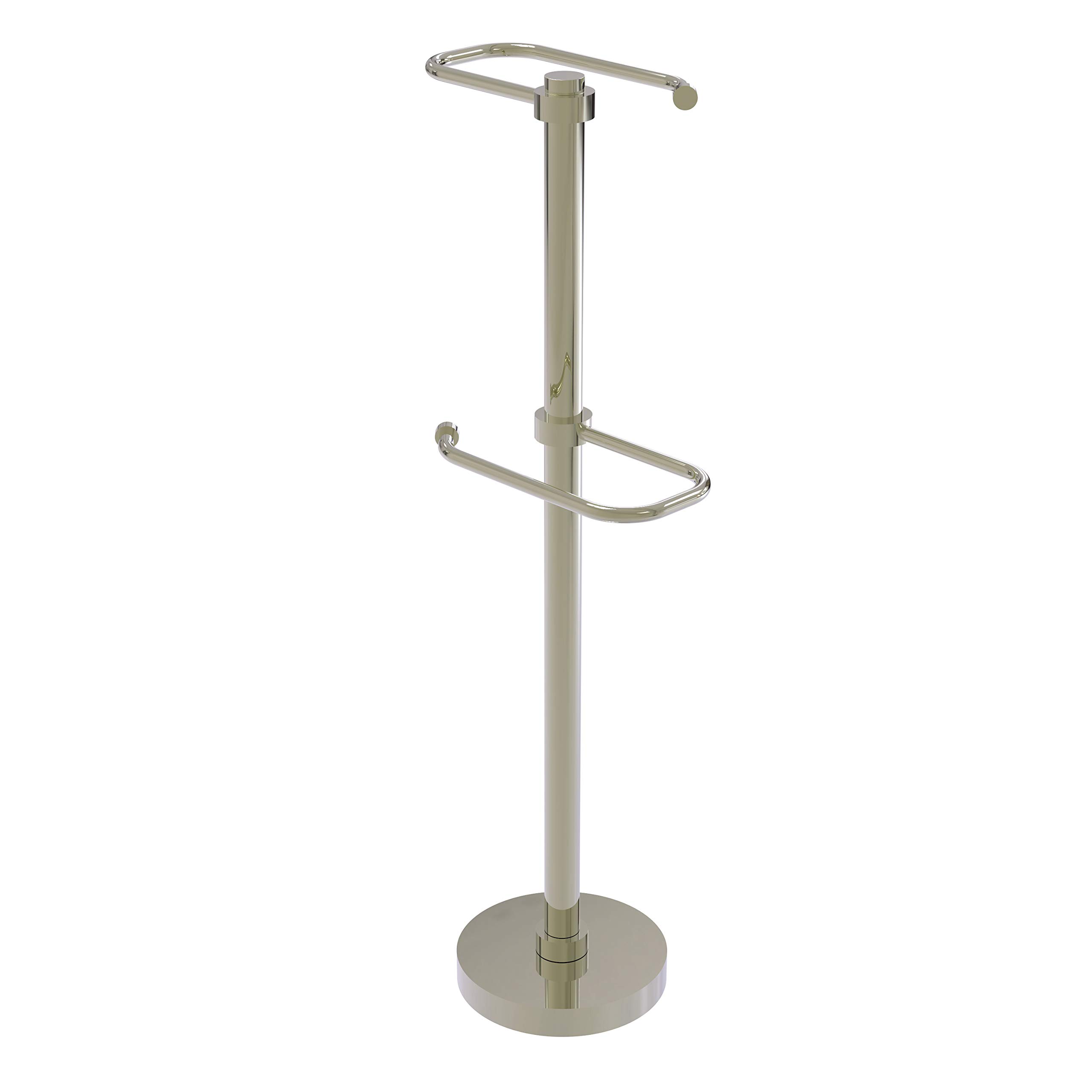 Allied Brass TS-26 Free Two Roll Toilet Tissue Holder Stand - Polished Nickel Bathroom Organizer for Modern & Traditional Home Decor