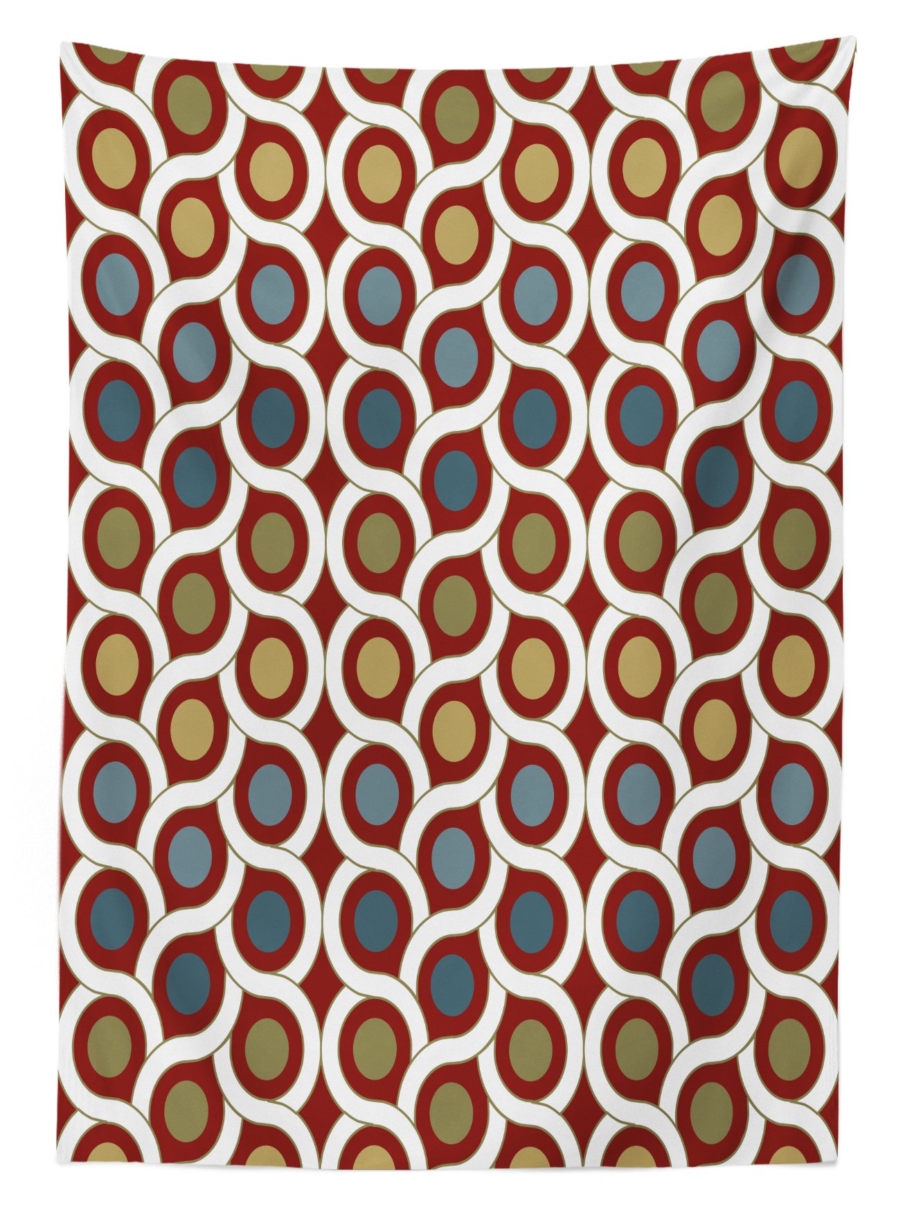 Ambesonne Abstract Geometric Tablecloth - Washable Outdoor Picnic Table Cover with Symmetric Lines, Dots & Circular Forms - 58