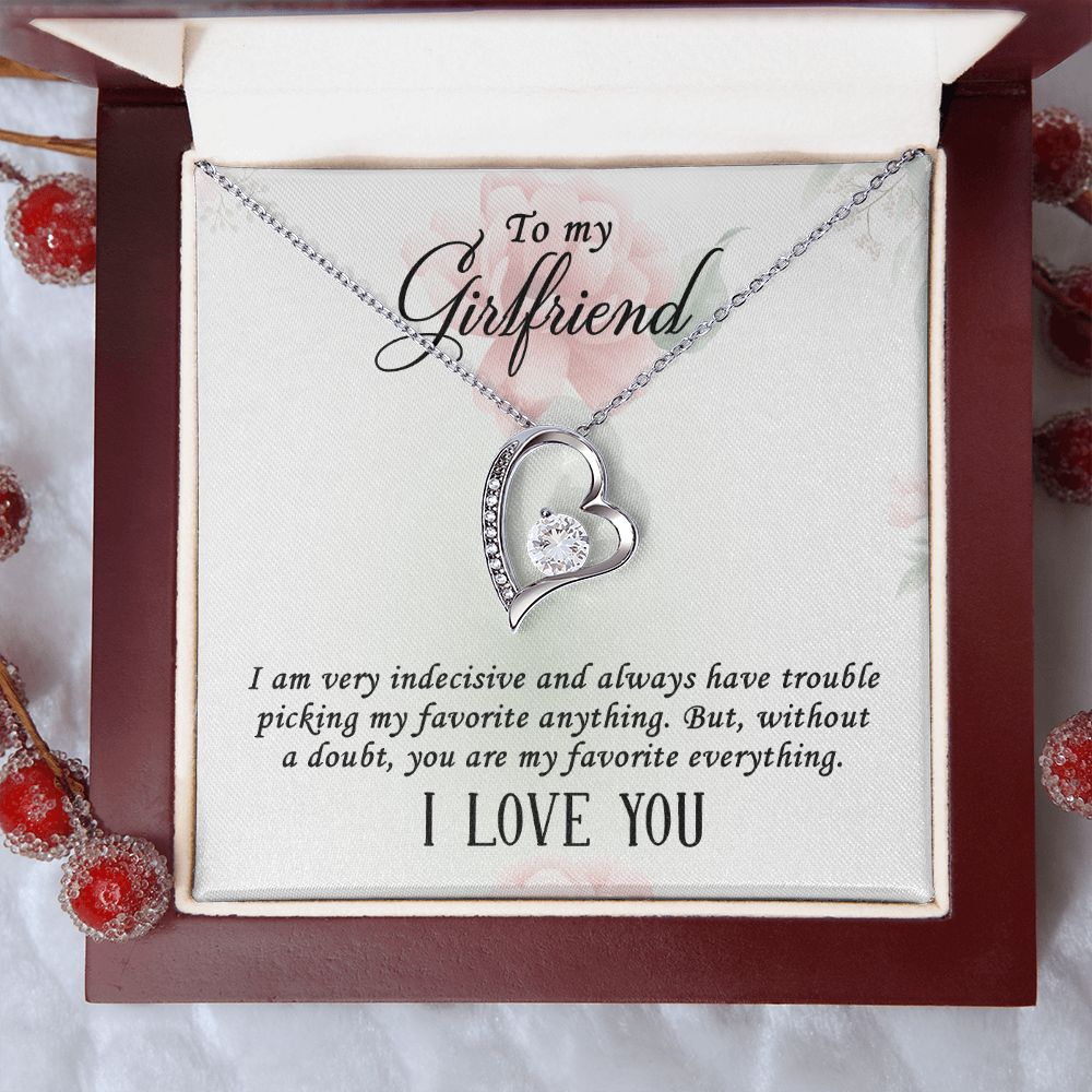 Forever Love Necklace for Girlfriend - Cubic Zirconia Pendant in White or Yellow Gold Finish | Romantic Anniversary Gift, Valentine's Day Present, Birthday Jewelry for Her