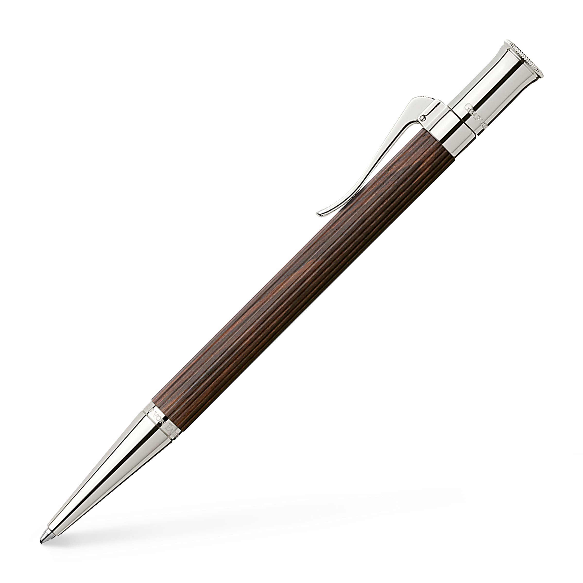 Premium Graf von Faber-Castell Classic Collection Fountain Pen - Granadilla Wood with Platinum Coating (Model 145533) | Luxury Writing Instrument for Professionals, Collectors & Gift Occasions
