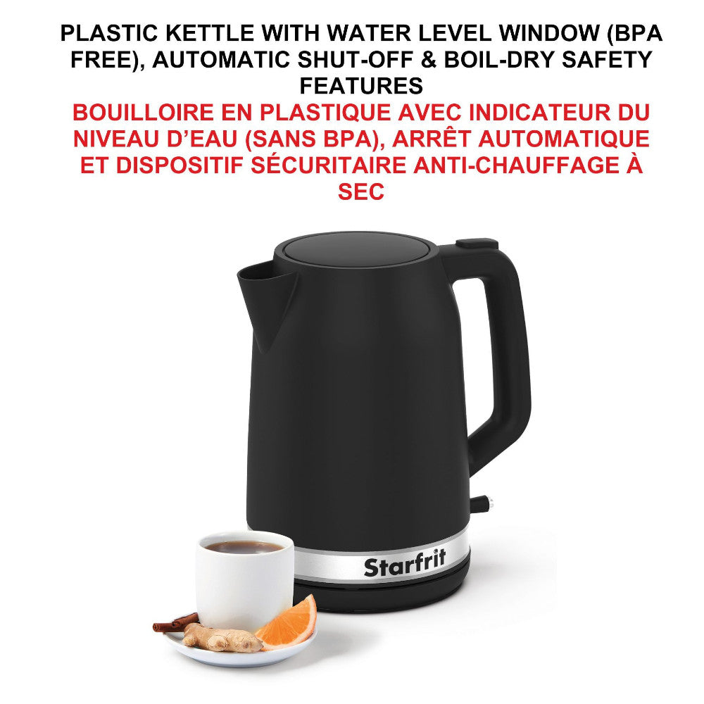 STARFRIT 024055 Electric Kettle 1.7L Fast Boiling, Auto Shut-Off & Boil-Dry Protection, BPA-Free Stainless Steel - Perfect for Home, Office, Dorm & Travel Use