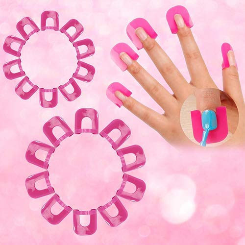NESA® 26 Pcs Nail Polish Tips Cover Edge Anti-Flooding Plastic Template Clip Manicure Tools Set - Professional Nail Art Accessories for Salon & Home Use