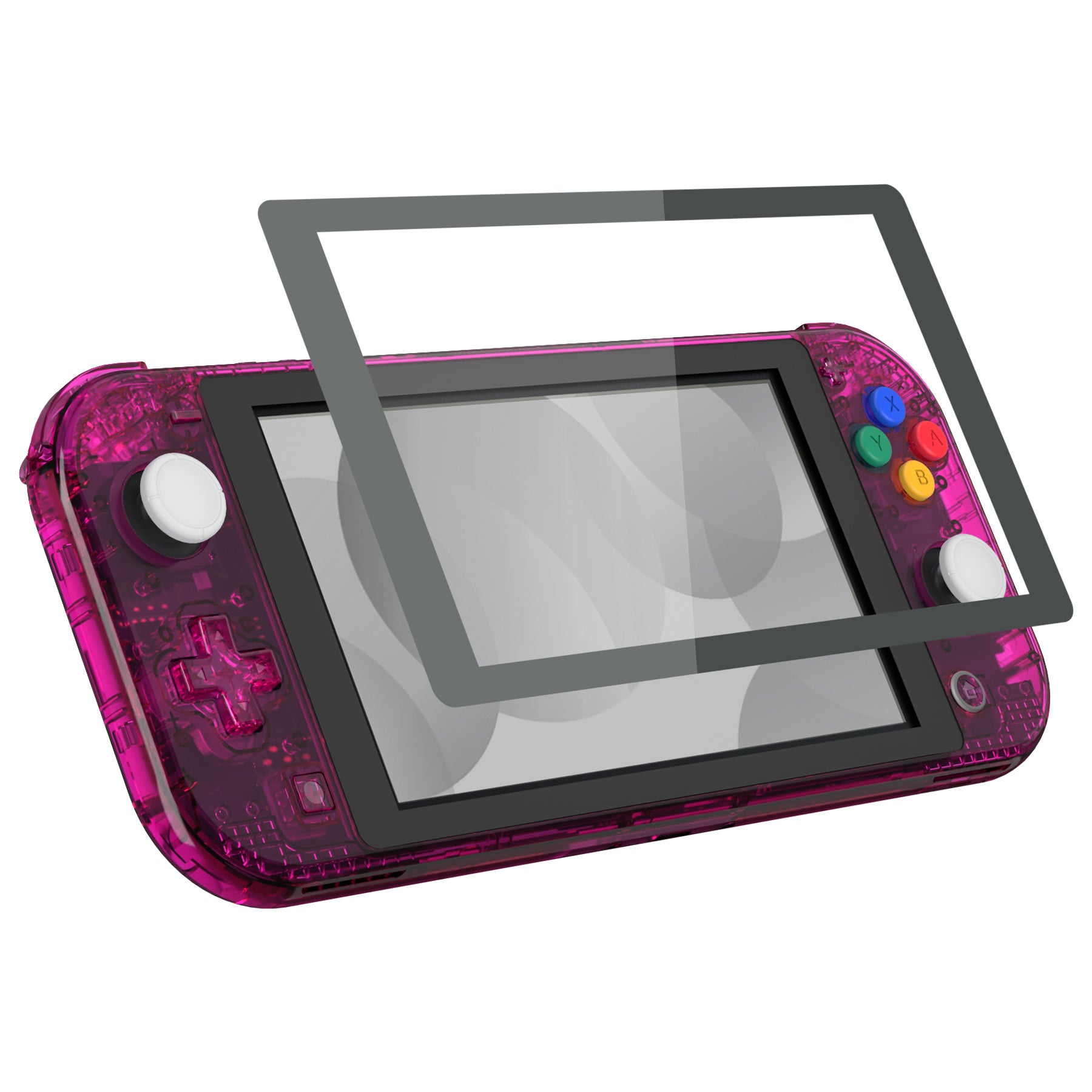 eXtremeRate Crystal Clear Candy Pink DIY Replacement Shell for Nintendo Switch Lite - Custom Controller Housing with Screen Protector | Durable Case Cover for NSL Handheld Console | Perfect for Gaming Protection & Personalization