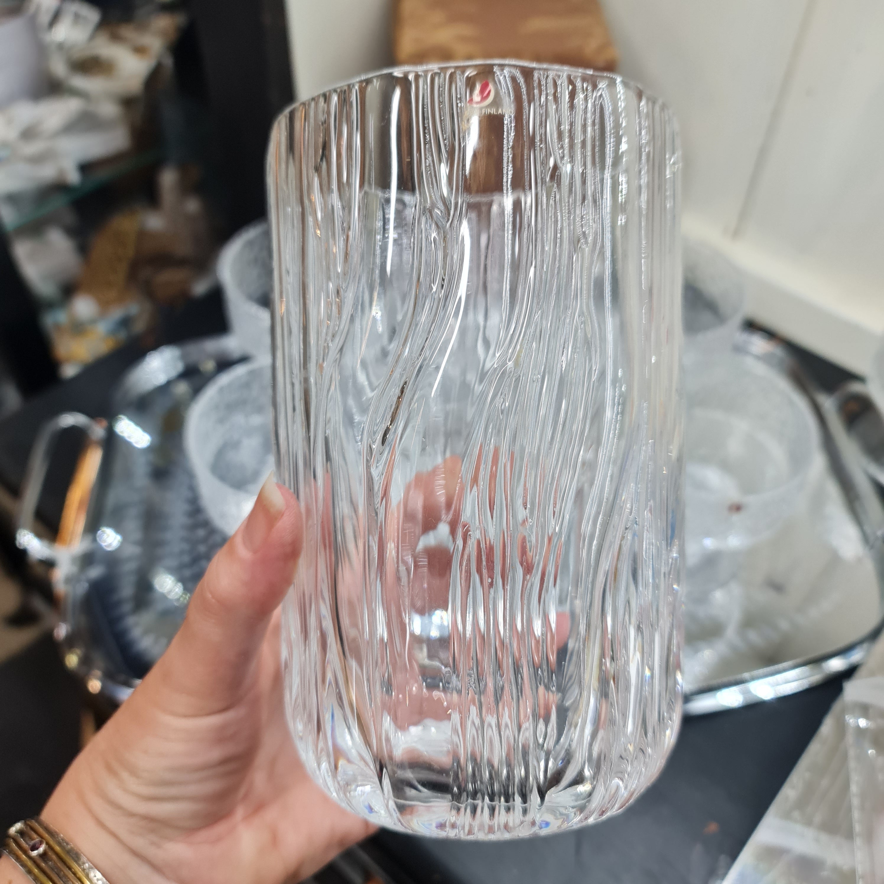 Vintage Iittala Sara Glass Vase - Handmade Finnish Art Glass - Elegant Home Decor for Flowers & Centerpieces - Perfect for Living Room, Dining Table & Wedding Decor
