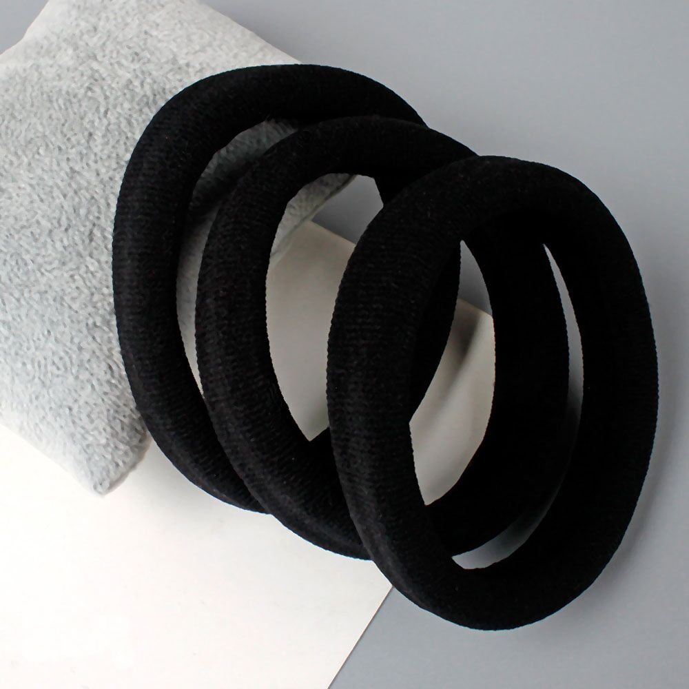 iLoveCos Seamless Hair Bands - 10PCS Black Elastic Hair Ties for Women & Girls, No-Slip Fabric Ponytail Holders for Thick Hair - Perfect for Workouts, Yoga, Office & Everyday Use