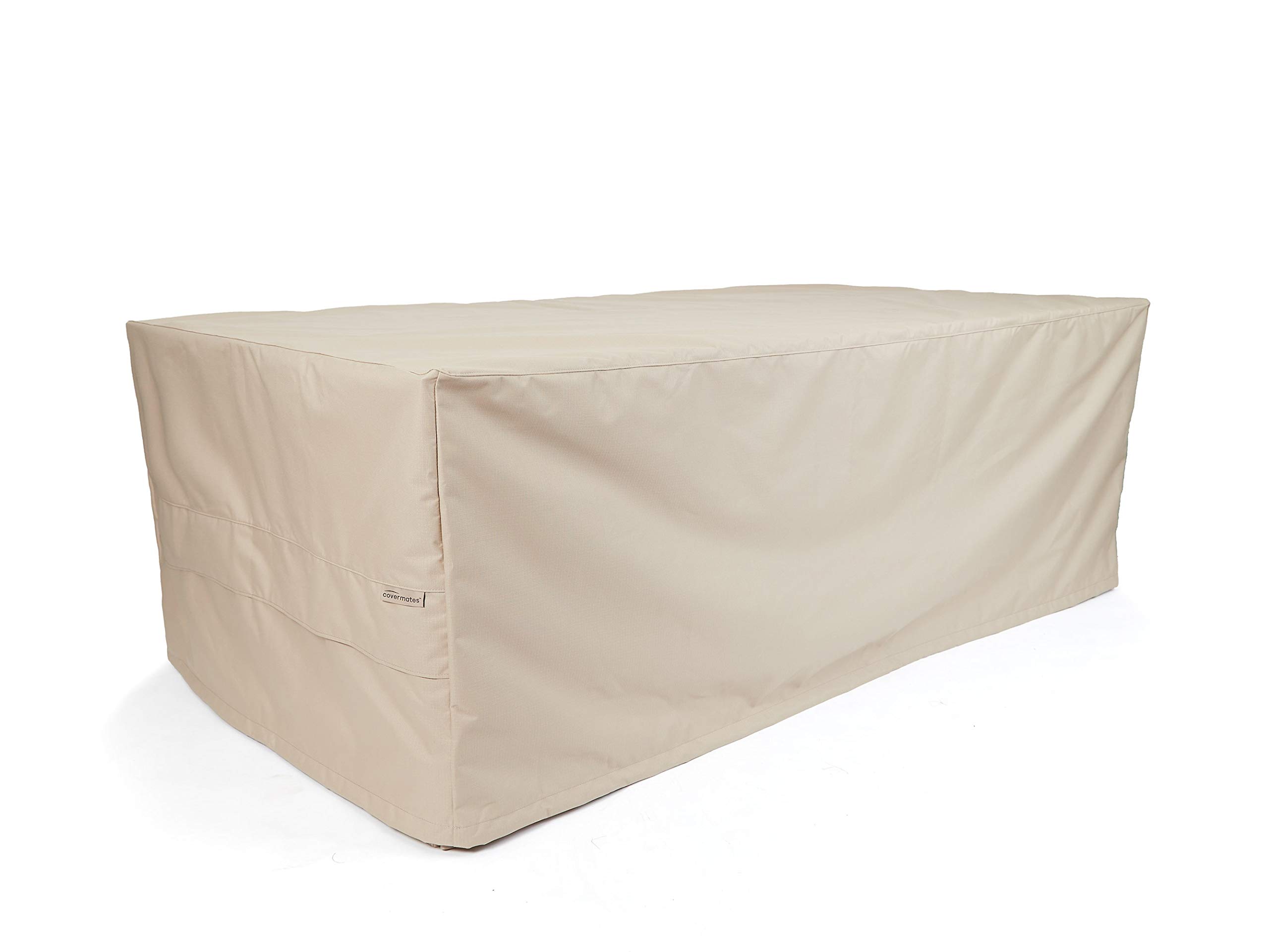 Covermates Heavy-Duty Polyester Rectangular Dining Table & Chair Cover Set - Weatherproof, Ripstop Tan with Drawcord Hem - Perfect for Outdoor Patio Furniture Protection