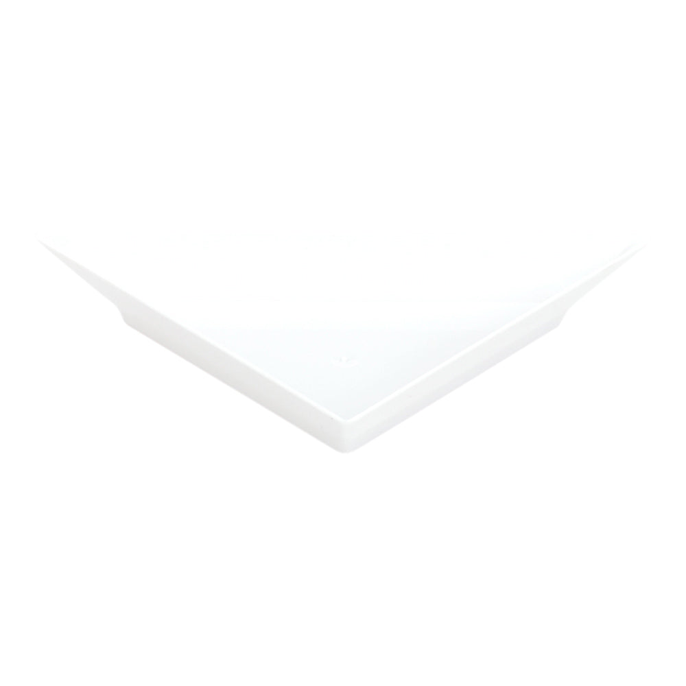 100-Pack White Plastic Mini Triangle Appetizer Plates & 100-Pack Silver Plastic Mini Spoons for Parties, Weddings, and Catering Events