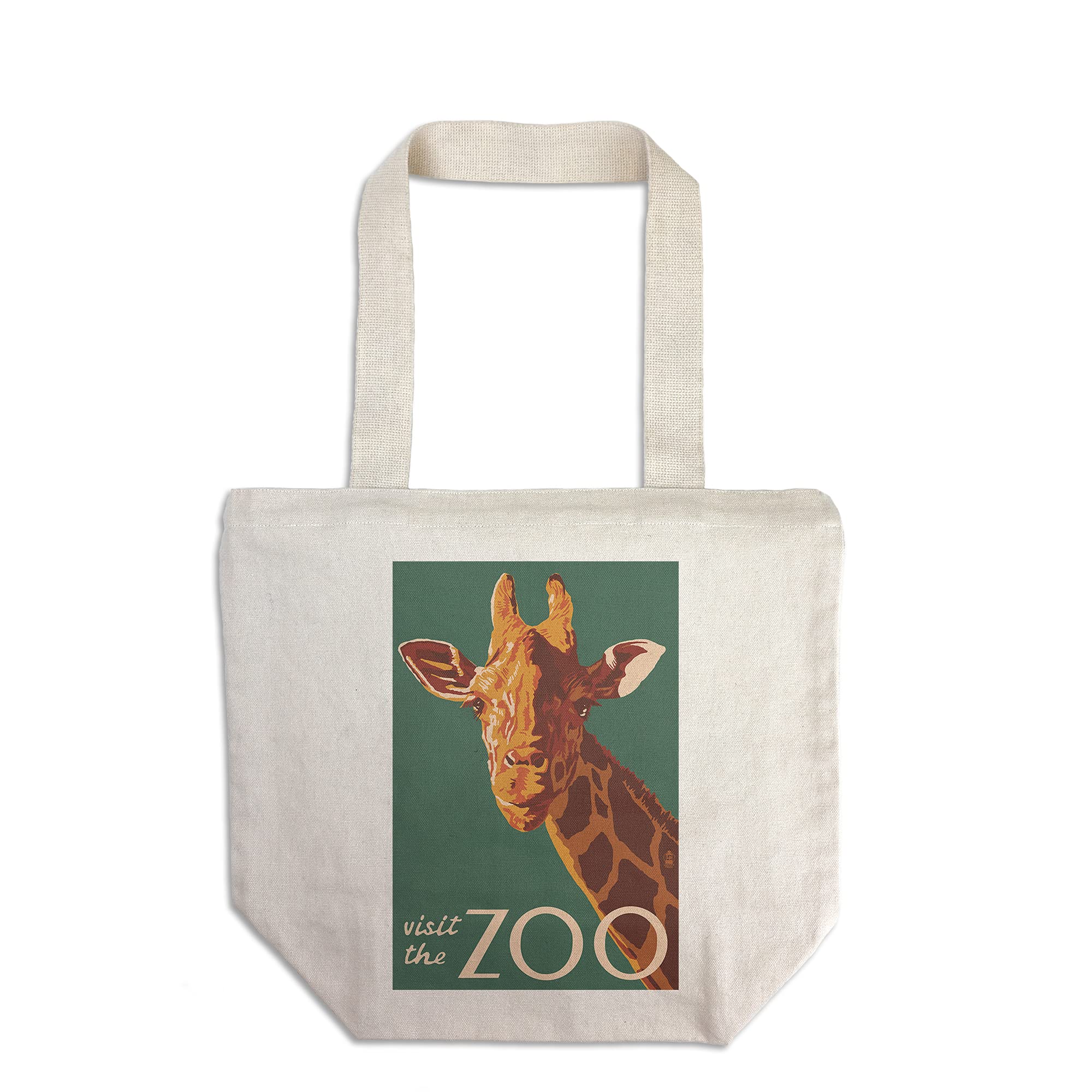 Lantern Press Giraffe Up Close Zoo Visit - 100% Cotton Canvas Reusable Tote Bag for Grocery Shopping & Beach Day