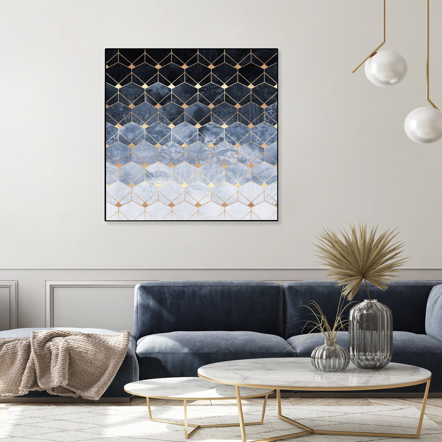 Blue Hexagon and Diamond Pattern - Stylish Geometric Design for Home Decor, Fashion & Accessories | Perfect for Wall Art, Clothing & DIY Crafts