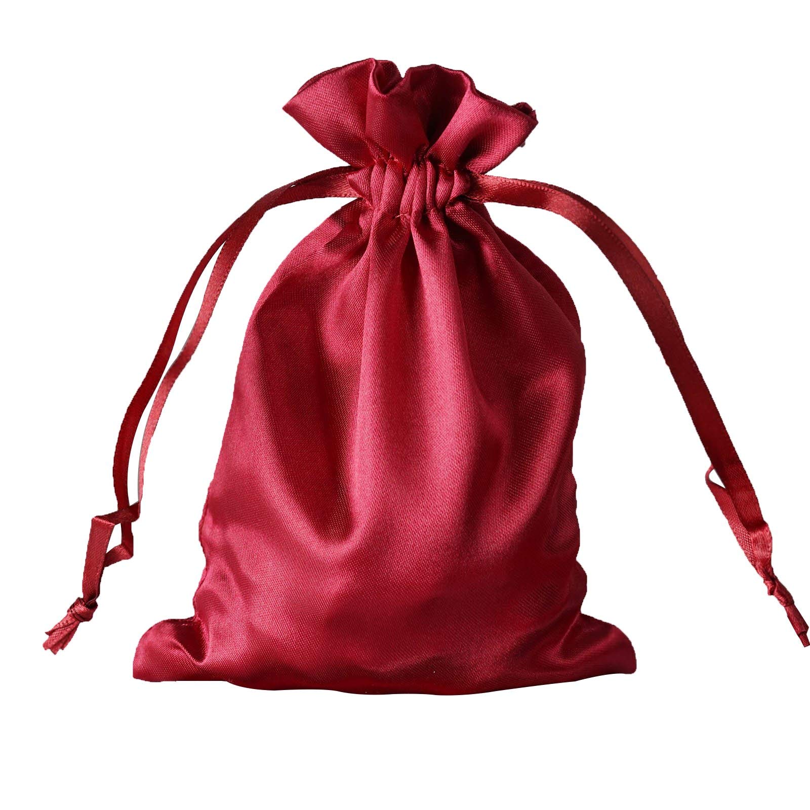 BalsaCircle 60-Pack 5x7 Inch Burgundy Satin Drawstring Bags - Wedding Favors, Jewelry Pouches, Candy Gift Bags for Party, Bridal Shower, Baby Shower & Special Events