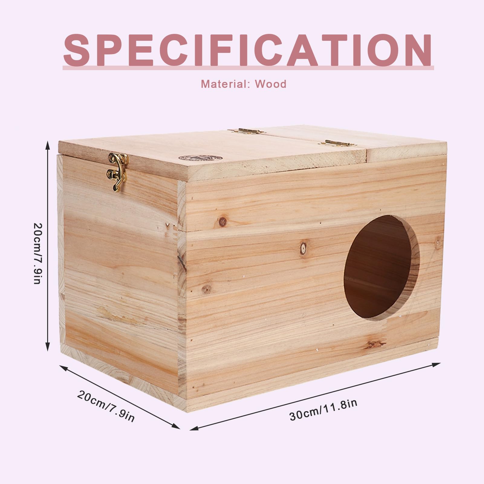 Wooden Squirrel Nesting Box - Natural Habitat House for Chinchillas, Hamsters & Small Animals | Weatherproof Outdoor/Indoor Breeding Shelter for Mating & Raising Babies (Perfect for Backyards, Gardens & Pet Cages)