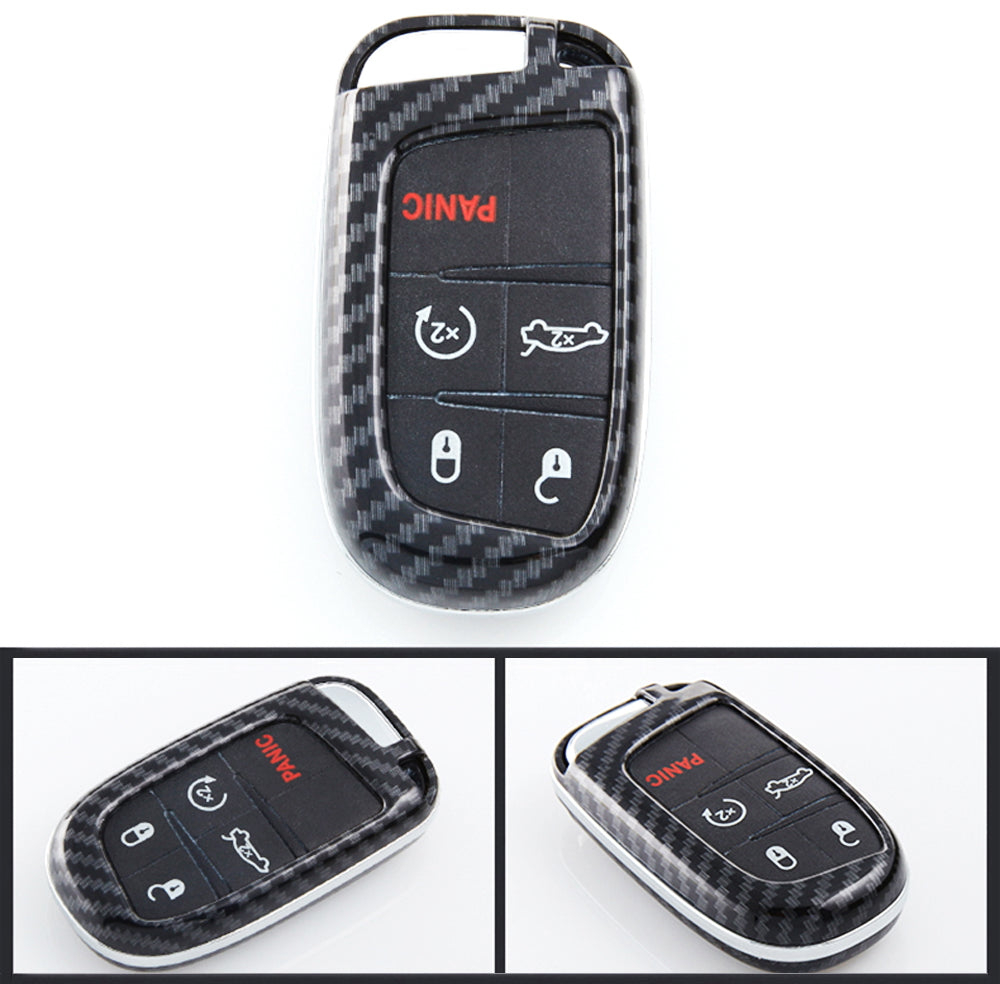 Premium Black Carbon Fiber Key Fob Cover for Dodge Charger, Challenger, Dart, Jeep & Chrysler - Durable & Stylish Car Accessory for Everyday Use & Car Enthusiasts