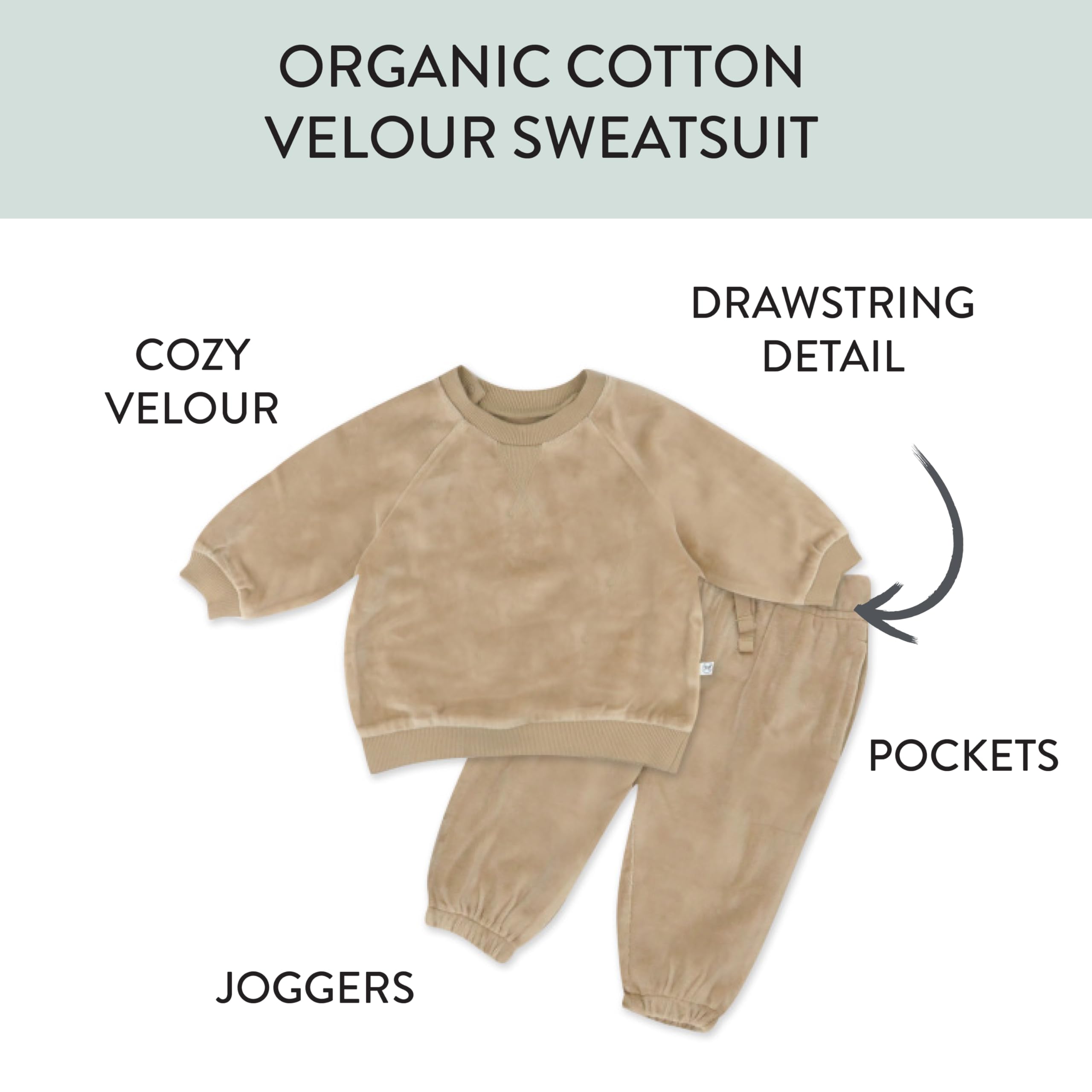 HONESTBABY Velour Pullover Hoodie & Zip Front Sweatshirt with Jogger Sweatpants Set - Cozy Outfit for Toddlers, Perfect for Playdates, Family Outings and Casual Wear