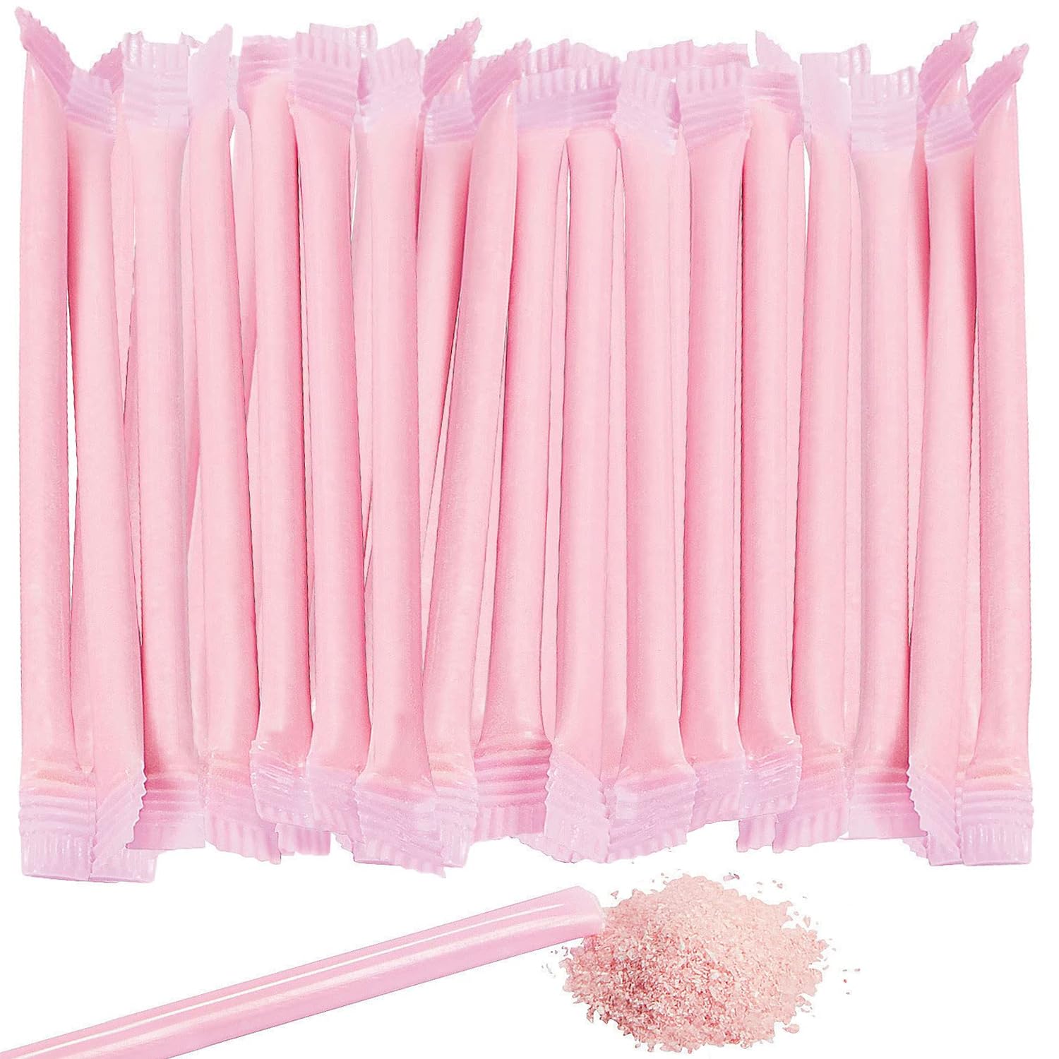 Pink Candy Powder Filled Sticks - 240 Count Bulk Retro Pixie Sticks - Sweet & Tangy Candy for Parties, Events & Celebrations | Perfect for Candy Buffets, Weddings, Gender Reveals, Baby Showers, Bachelorette Parties & Birthday Celebrations