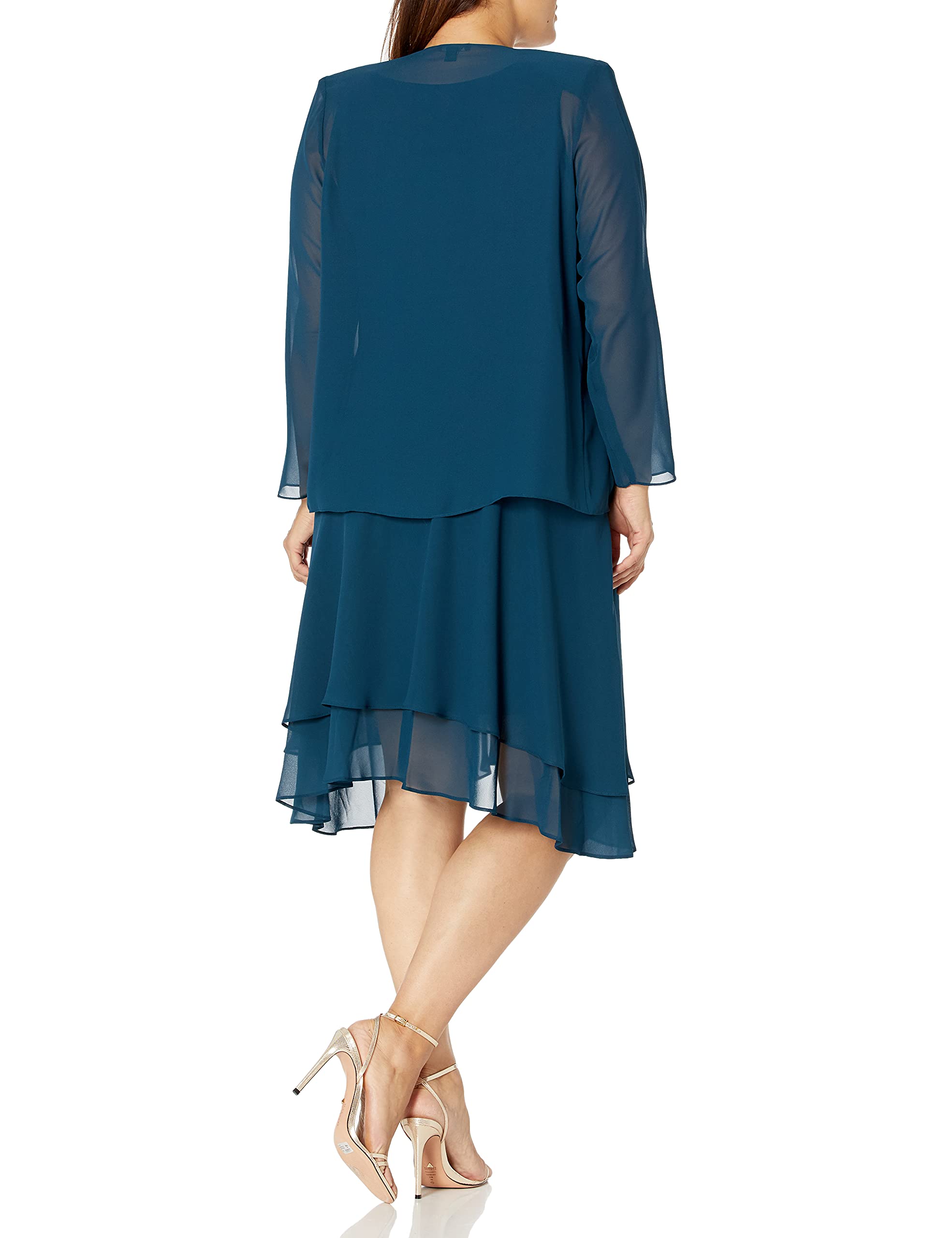 Elegant Plus Size Embellished Tiered Mother of The Bride Dress with Jacket - Women's Formal Wedding Guest Gown for Special Occasions, Church Events & Evening Parties