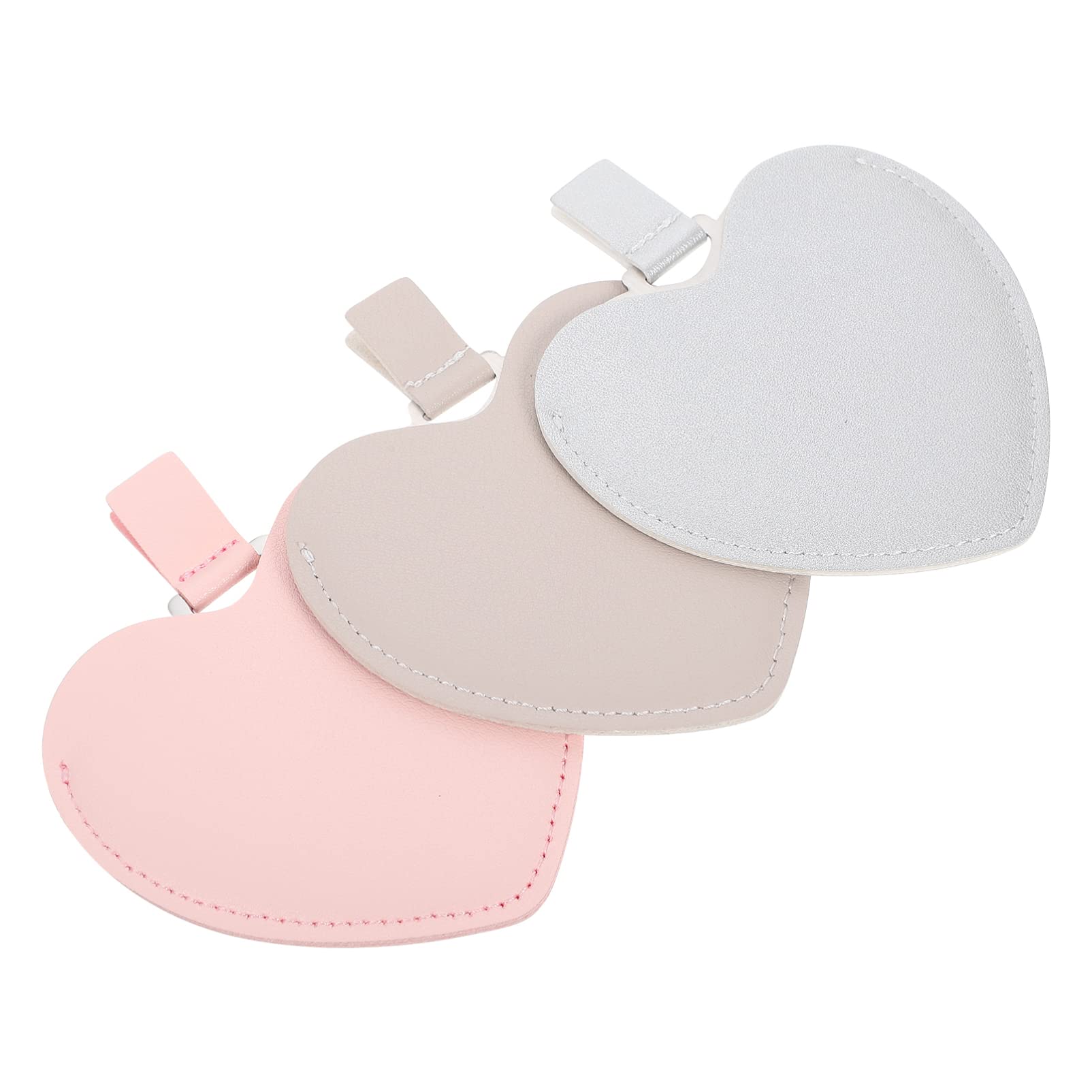 FRCOLOR Travel Wallet & Makeup Mirror Set - 3Pcs Heart-Shaped Compact Pocket Mirror, Handheld Dressing Mirror with PU Case for Women | Perfect for Travel, Home, Office & Gift Giving