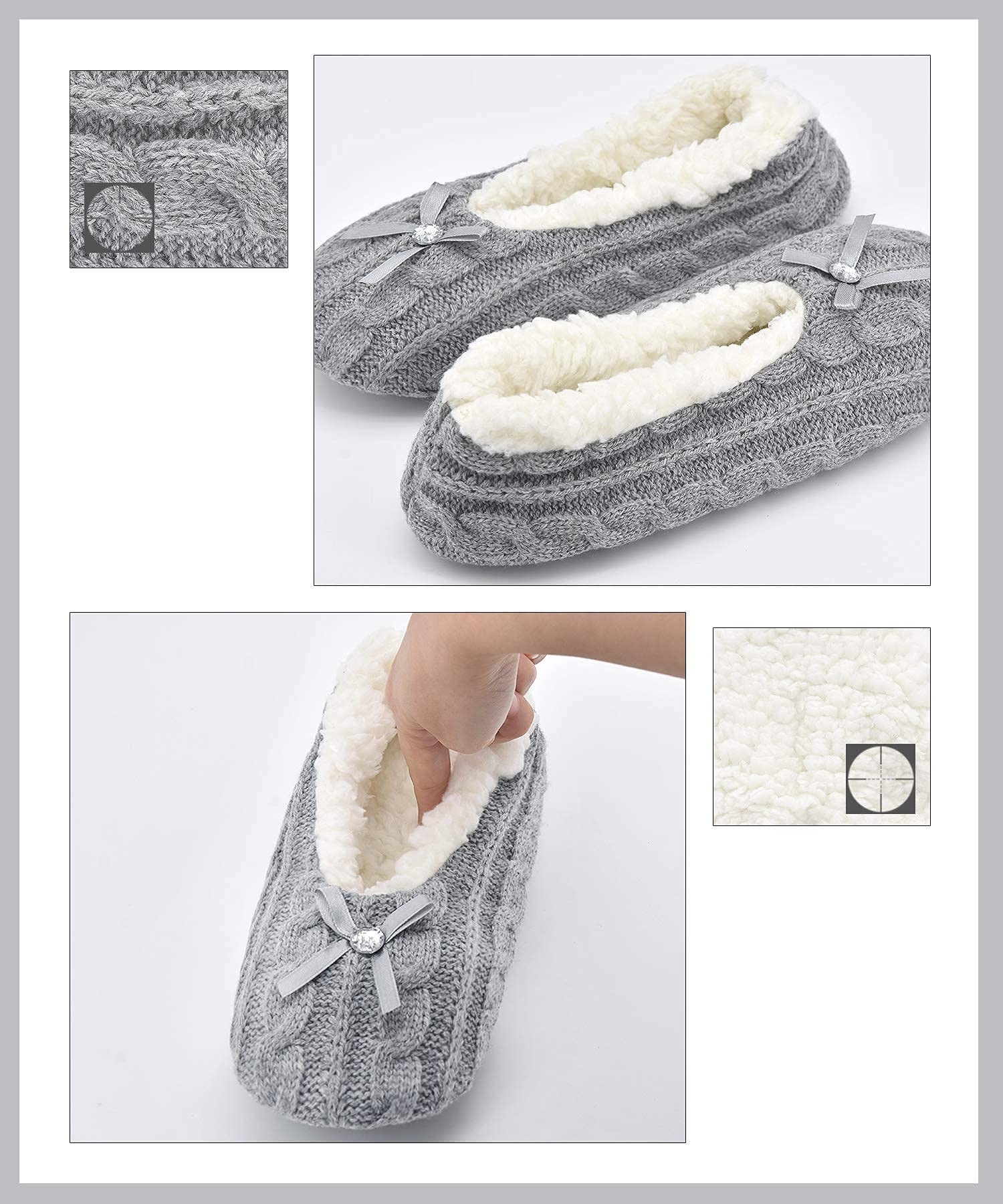 DICUIRD Women's Thick & Warm Non-Slip Slipper Socks - Cozy Knit House Shoes for Winter Indoor/Outdoor Use - Perfect for Home, Office & Travel