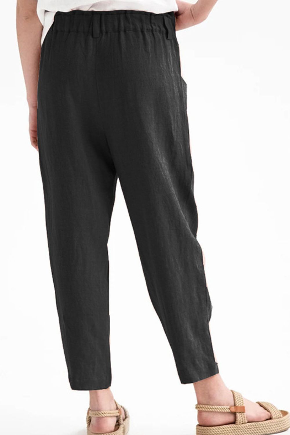 Comfortable Black Elastic Waist Travel Pants with Pockets - Lightweight Stretchable Casual Pants for Women & Men - Perfect for Airplane, Hiking, and Lounge Wear