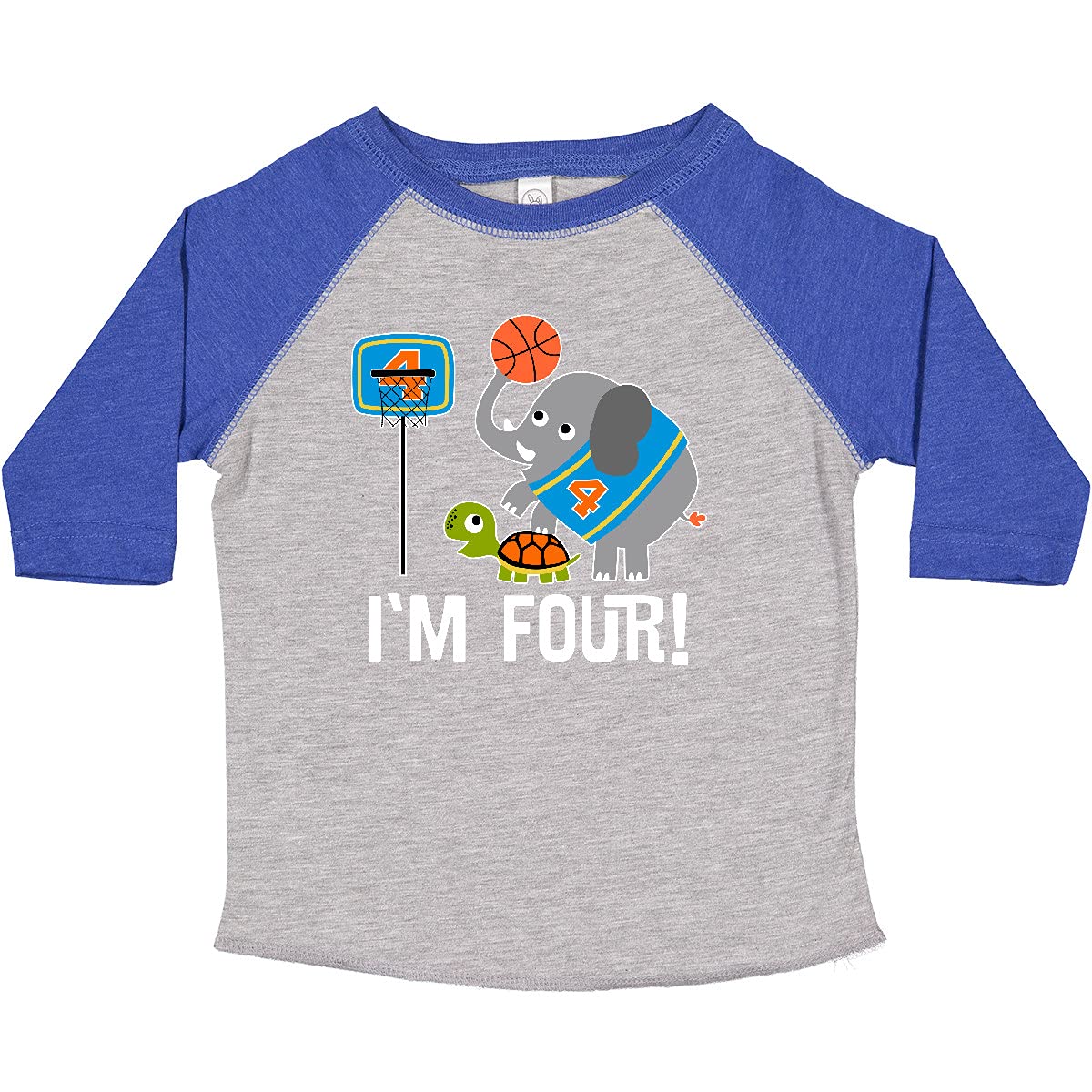 Inktastic Basketball 4th Birthday T-Shirt for 4 Year Old Boys & Girls - Fun Toddler Gift for Basketball Party & Sports Themed Birthday Celebration