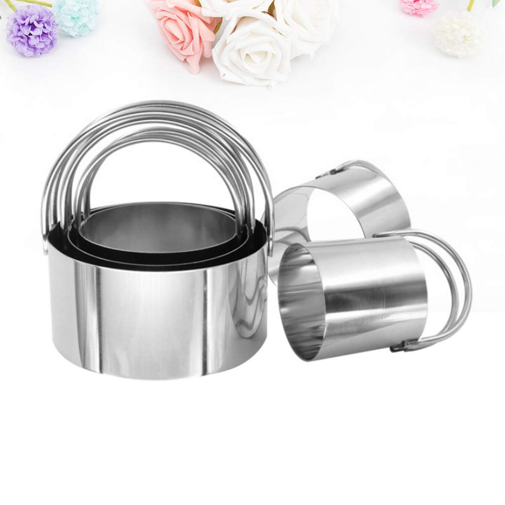 Hemoton 5-Piece Round Mousse Cake Ring Mold Set - Stainless Steel Baking Rings for Pastry, Biscuits, Flat Dough - Perfect for Home Baking, Dessert Making & Professional Pastry Chefs