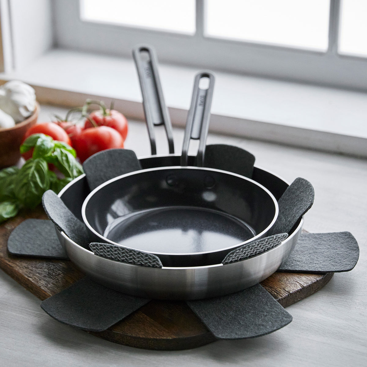 Stanley Tucci™ 8 & 10 Inch Stainless Steel Ceramic Nonstick Fry Pan Set with Black Handles - Perfect for Sautéing, Frying & Everyday Cooking
