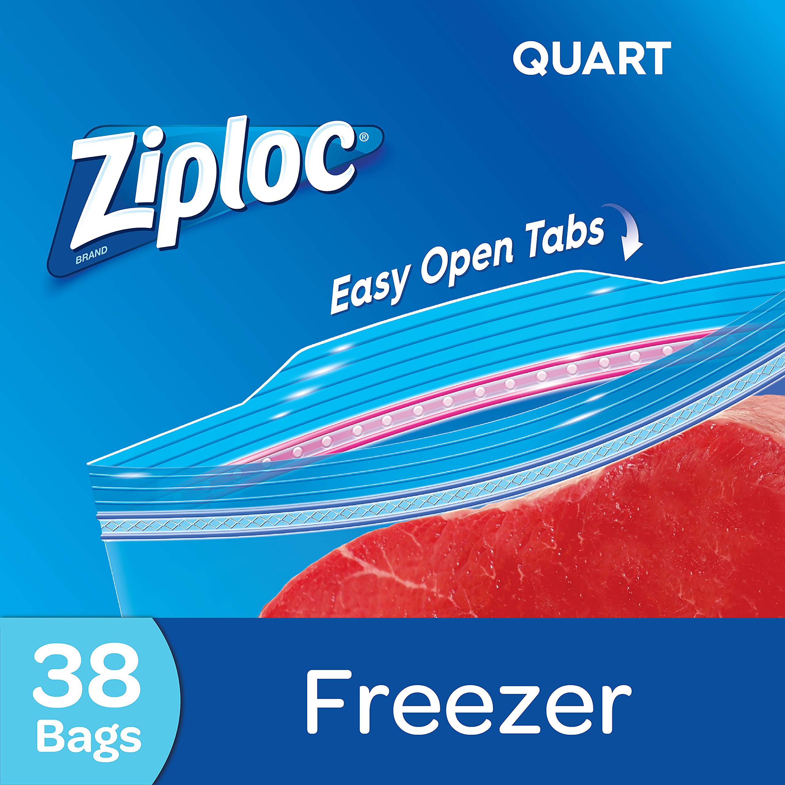Ziploc Quart Freezer Bags with Grip 'n Seal Technology - 38 Count (Pack of 3, 114 Total) - Airtight Food Storage for Meal Prep, Freezing & Organization | Perfect for Leftovers, Snacks & Sous Vide Cooking