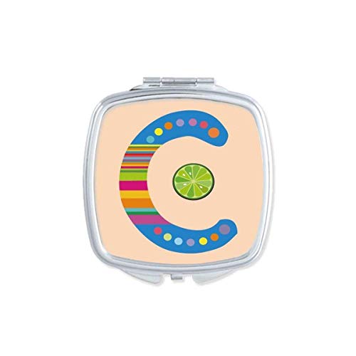DIYthinker C Alphabet Orange Fruit Cute Pattern Mirror - Portable Compact Pocket Makeup Mirror with Double Sided Glass for Travel, Purse & Handbag (Perfect Gift for Women & Girls)