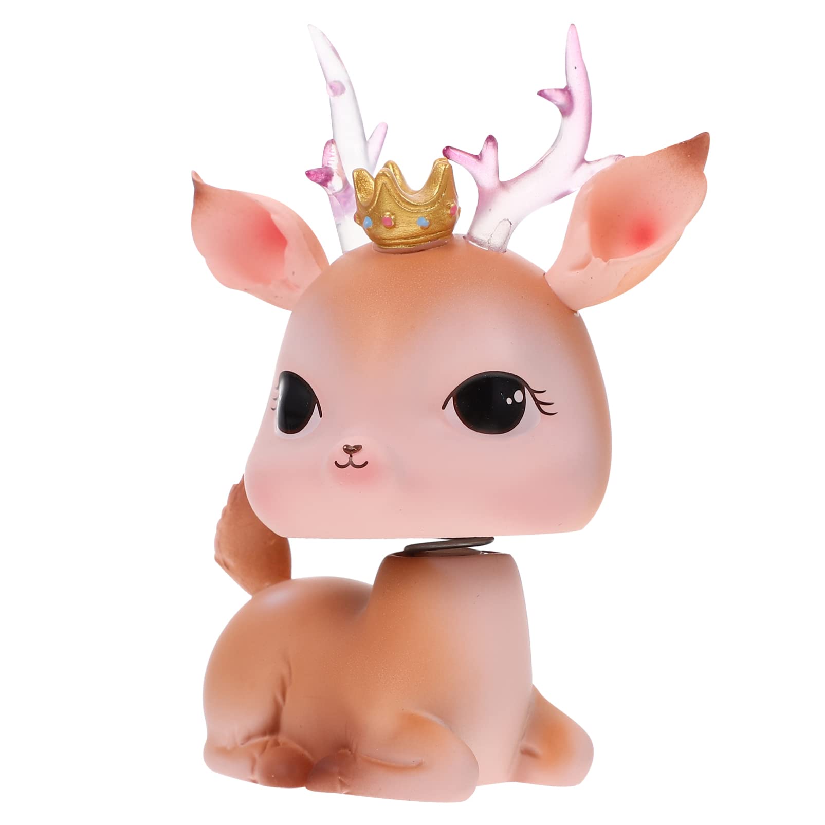 Vaguelly Kids Resin Deer Bobblehead Car Dashboard Decoration - Spring Dancing Doll Toy for Car, Bedroom, Office & Desktop - Brown Car Interior Ornament for Kids & Adults