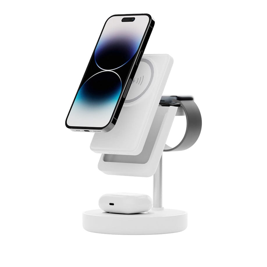 6-in-1 MagSafe Wireless Charging Station for iPhone 15/14/13/12 - Fast Qi Charger Stand for Apple Watch, AirPods & Multiple Devices - Perfect for Home, Office & Travel