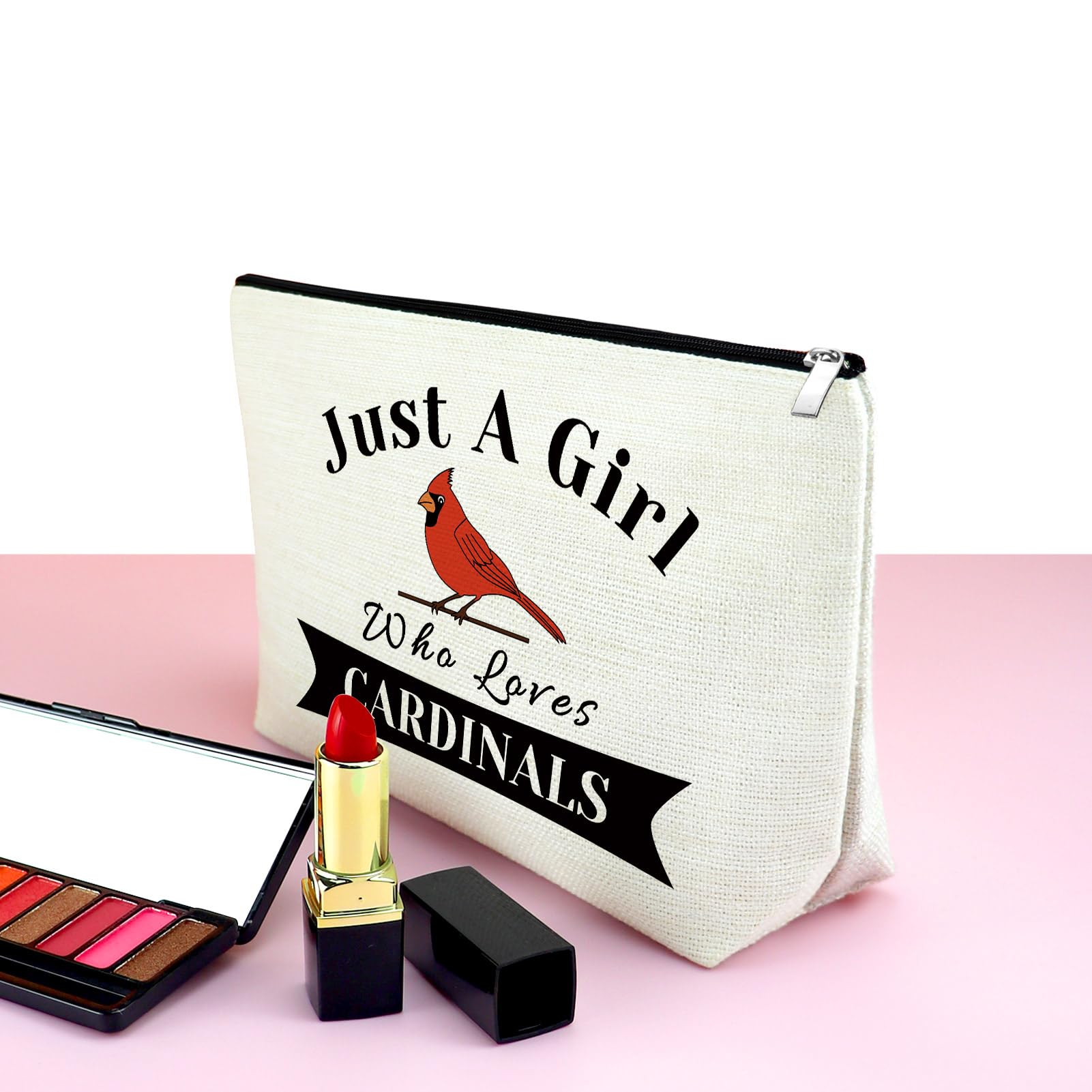 Red Cardinal Bird Makeup Bag for Women - Cute Cosmetic Zipper Pouch with Cardinal Design | Perfect Gift for Bird Lovers, Birdwatching Enthusiasts | Great for Travel, Daily Use & Birthday/Christmas Presents
