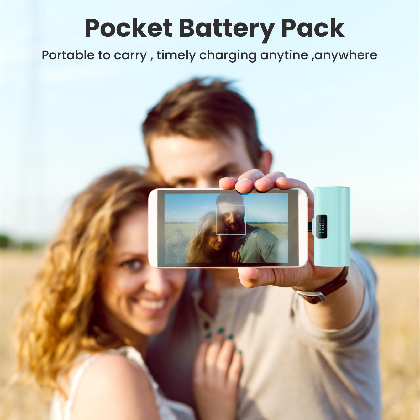 5200mAh Portable Charger with PD & USB-C - Compact Power Bank for iPhone 15 Series, iPad Pro, Samsung & Android Phones - Built-in USB-C Cable & LCD Display - Perfect for Travel, Camping & Emergency Charging (Green)