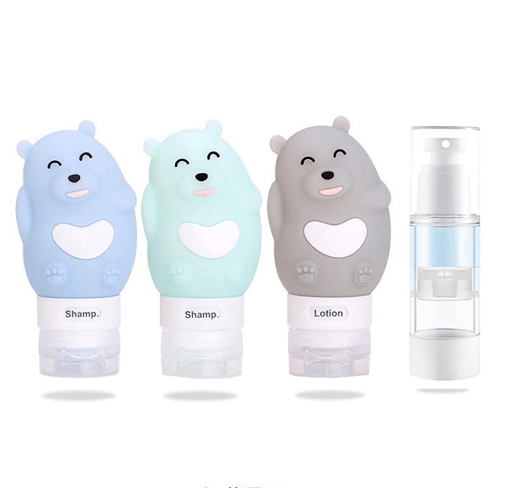 4-Piece Bear-Shaped Travel Bottle Set - TSA Approved, BPA Free, Leak Proof Toiletry Containers for Shampoo, Lotion & Soap | Perfect for Air Travel, Camping & Gym Essentials