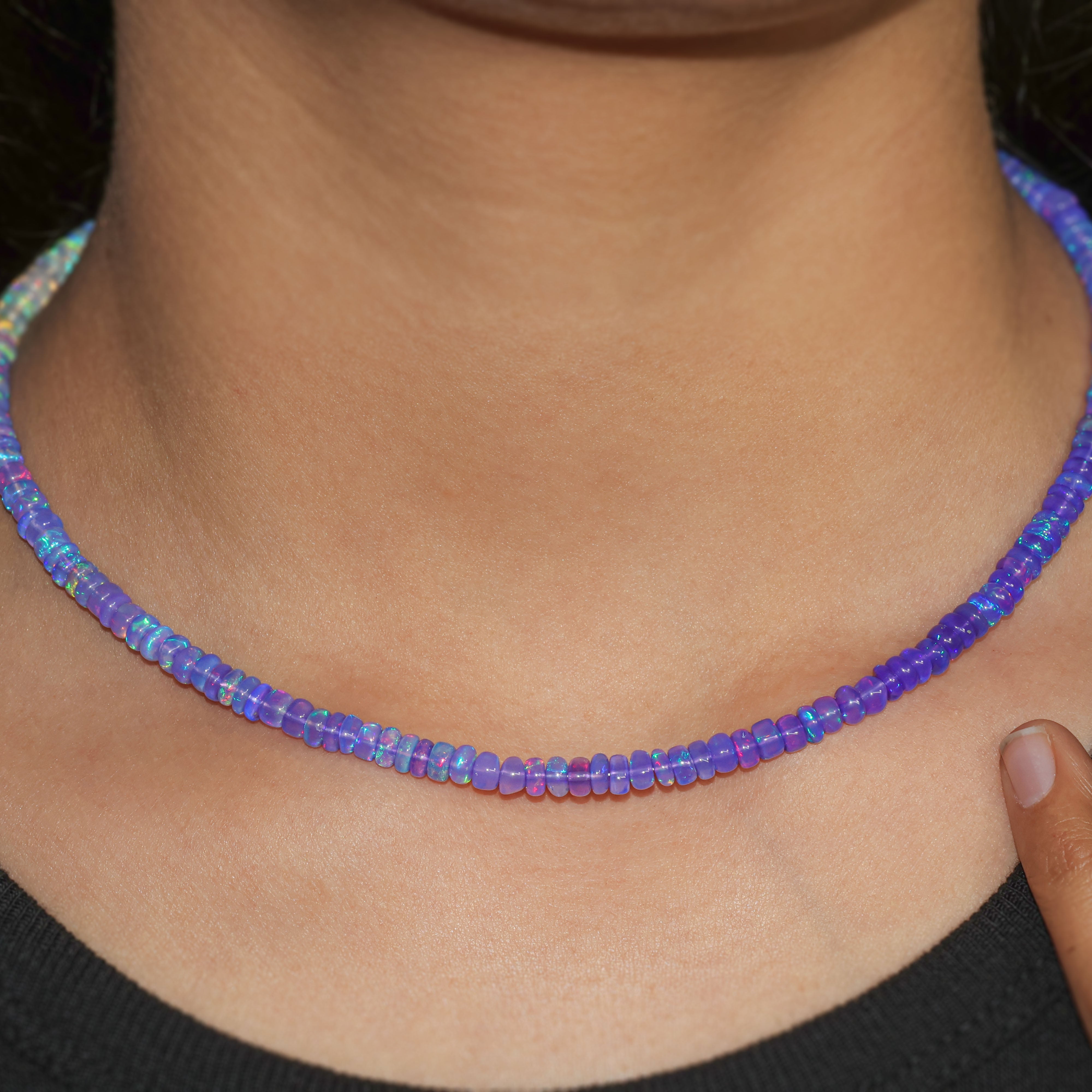 Natural Lavender Opal Beaded Necklace for Women - Elegant Bohemian Jewelry Gift for Birthday, Anniversary & Special Occasions